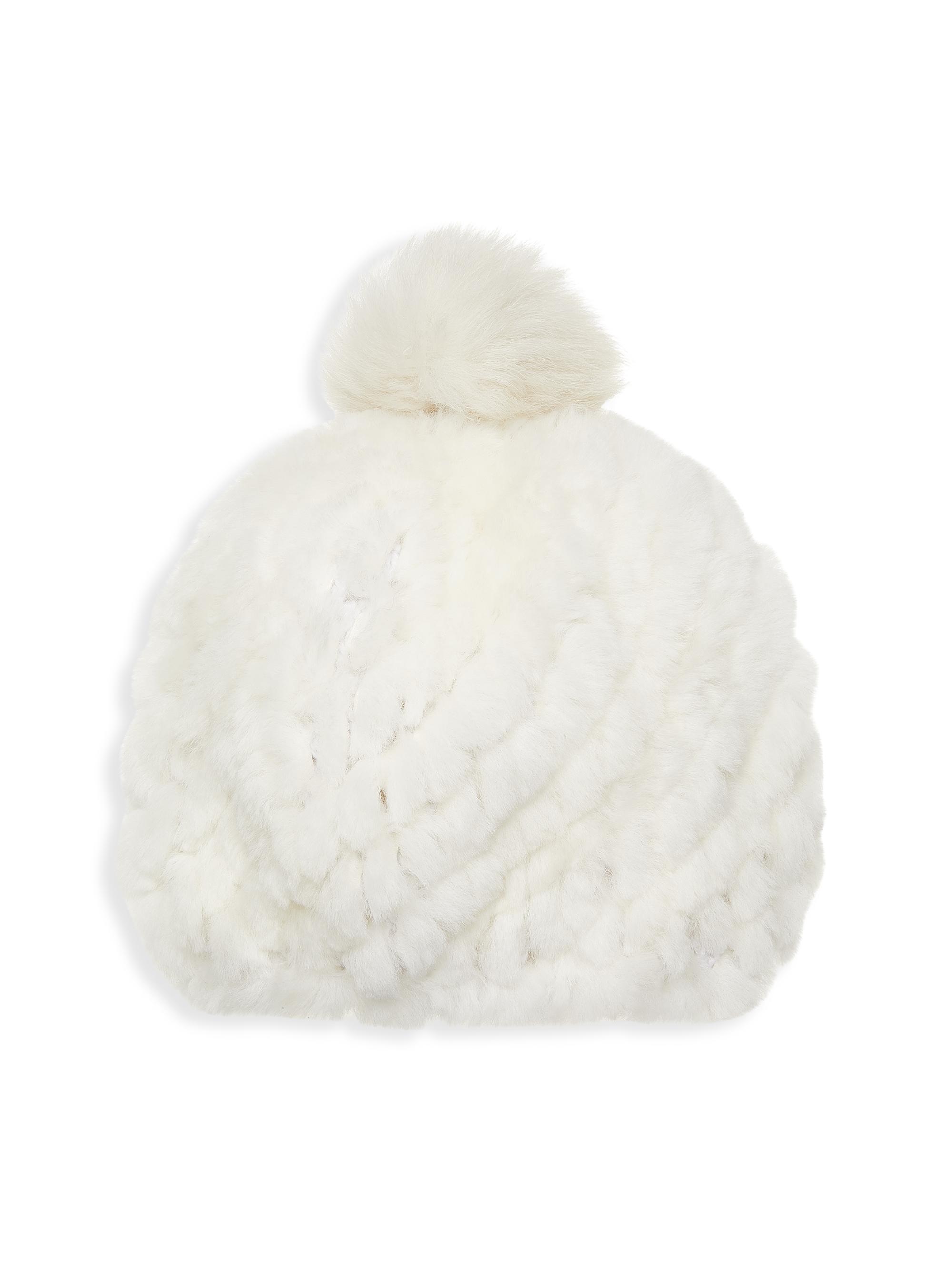 Maximilian Women's Shearling Pom-Pom Beanie - White