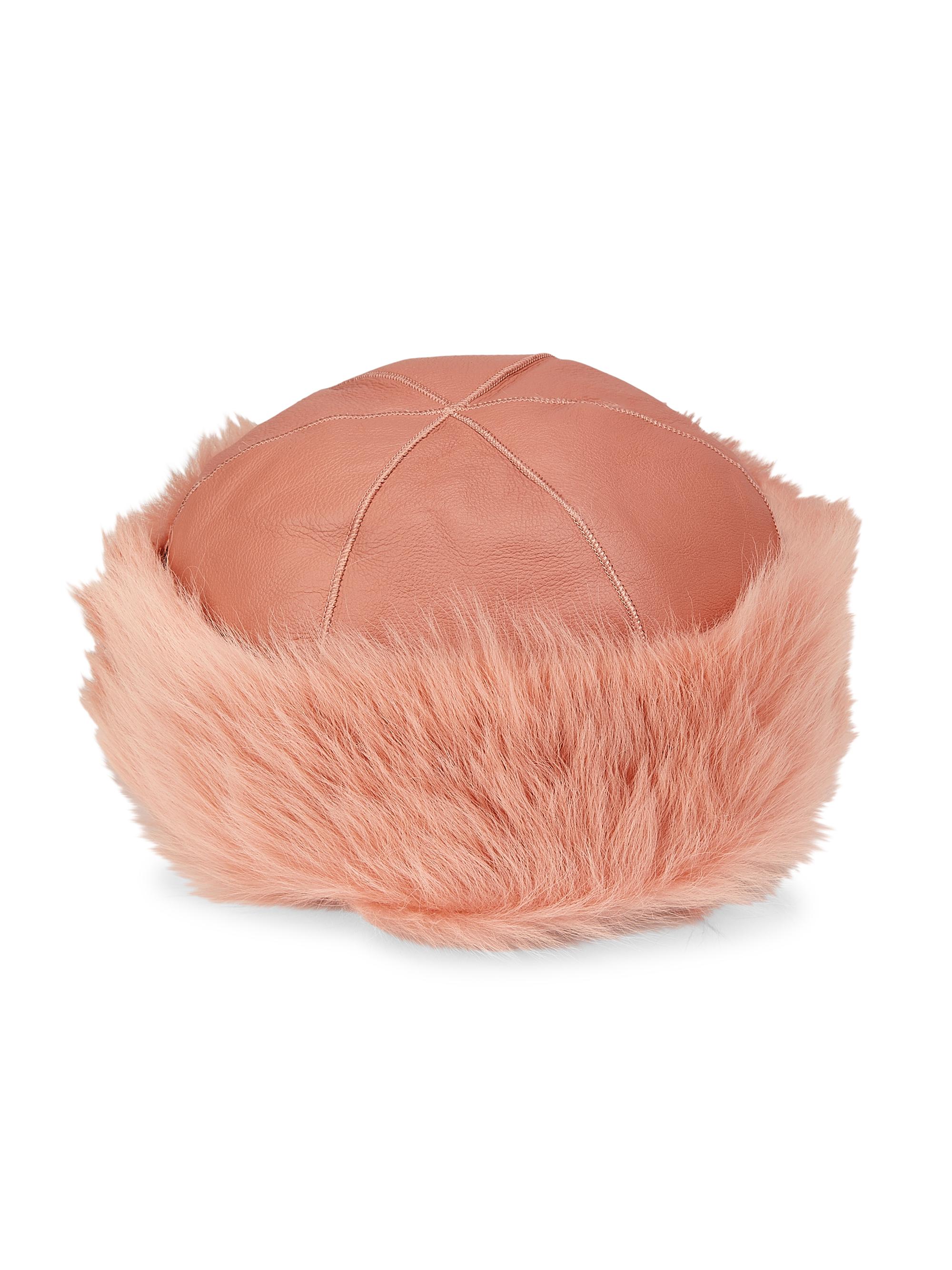 Maximilian Women's Shearling Hat - Pink