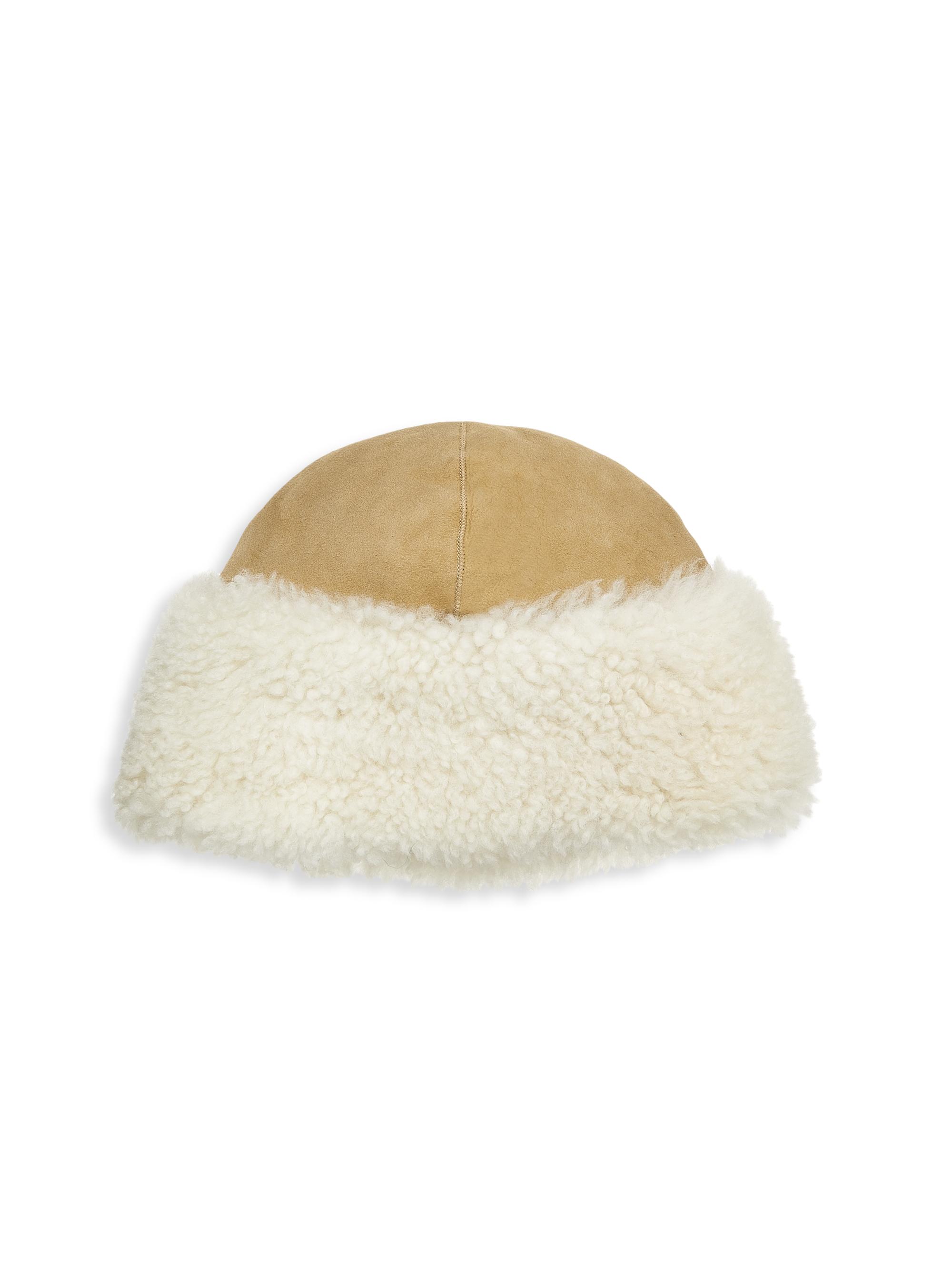 Maximilian Women's Shearling Hat - Light Camel White