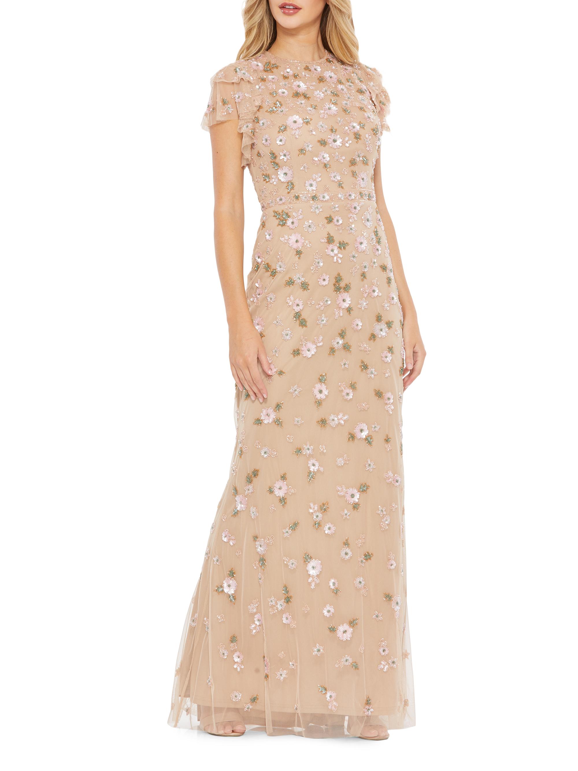 Mac Duggal Women's Floral Beaded Gown - Beige Multi