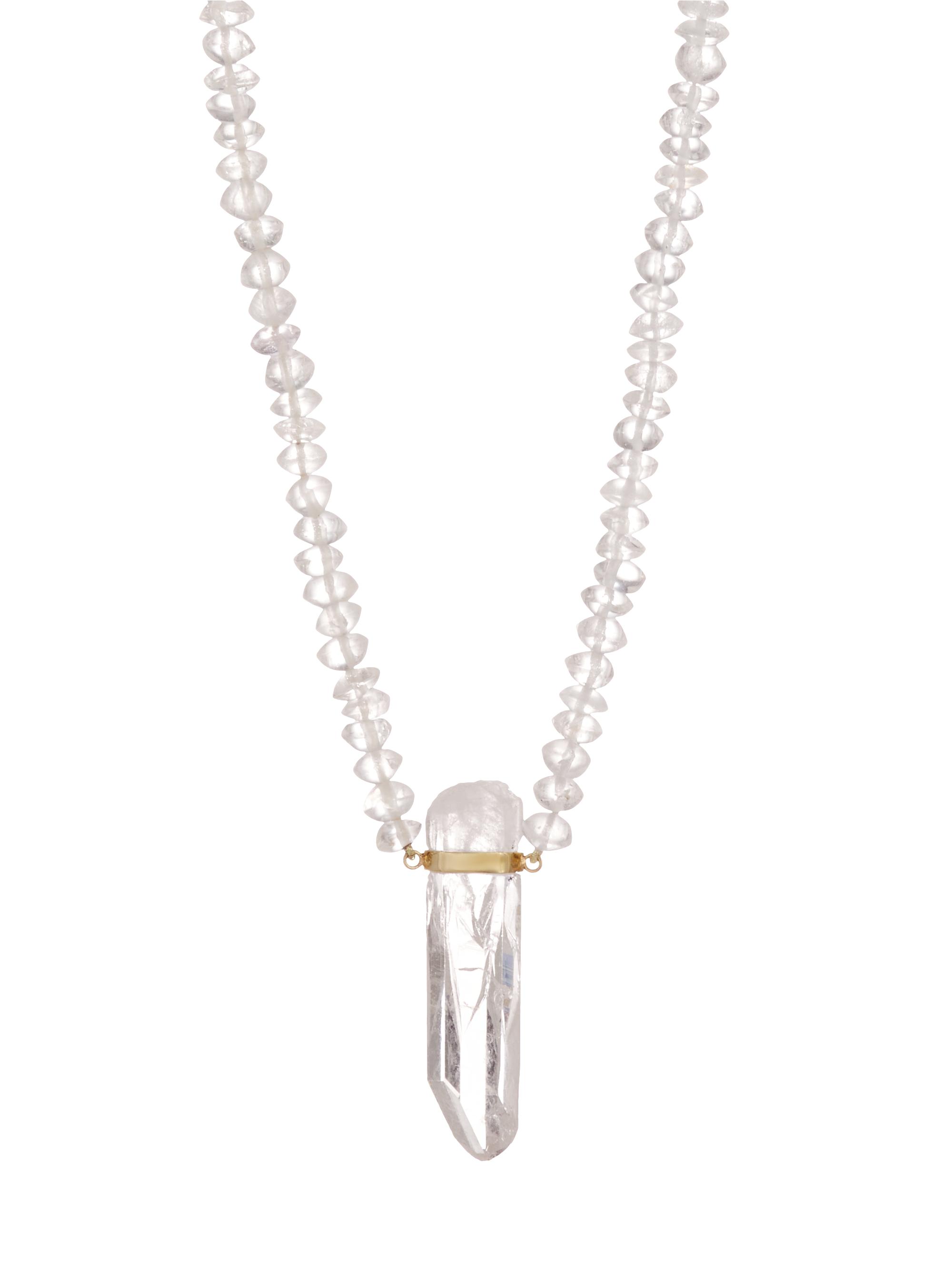 Jia Jia Women's Oracle 14K Gold & Crystal Quartz Bar Necklace - Clear