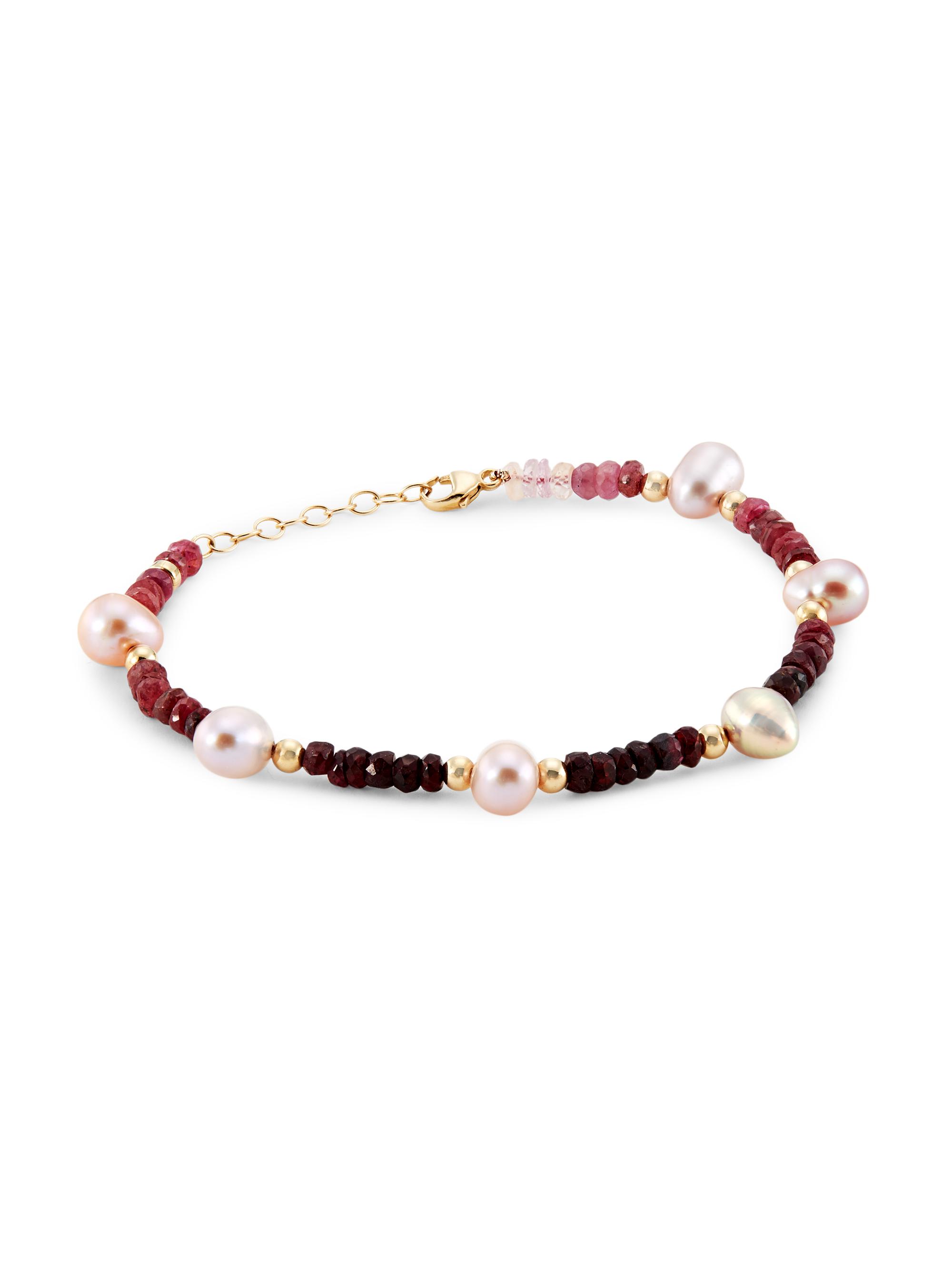 Jia Jia Women's Arizona 14K Gold, Pink Pearl & Ombré Ruby Bracelet - Ruby