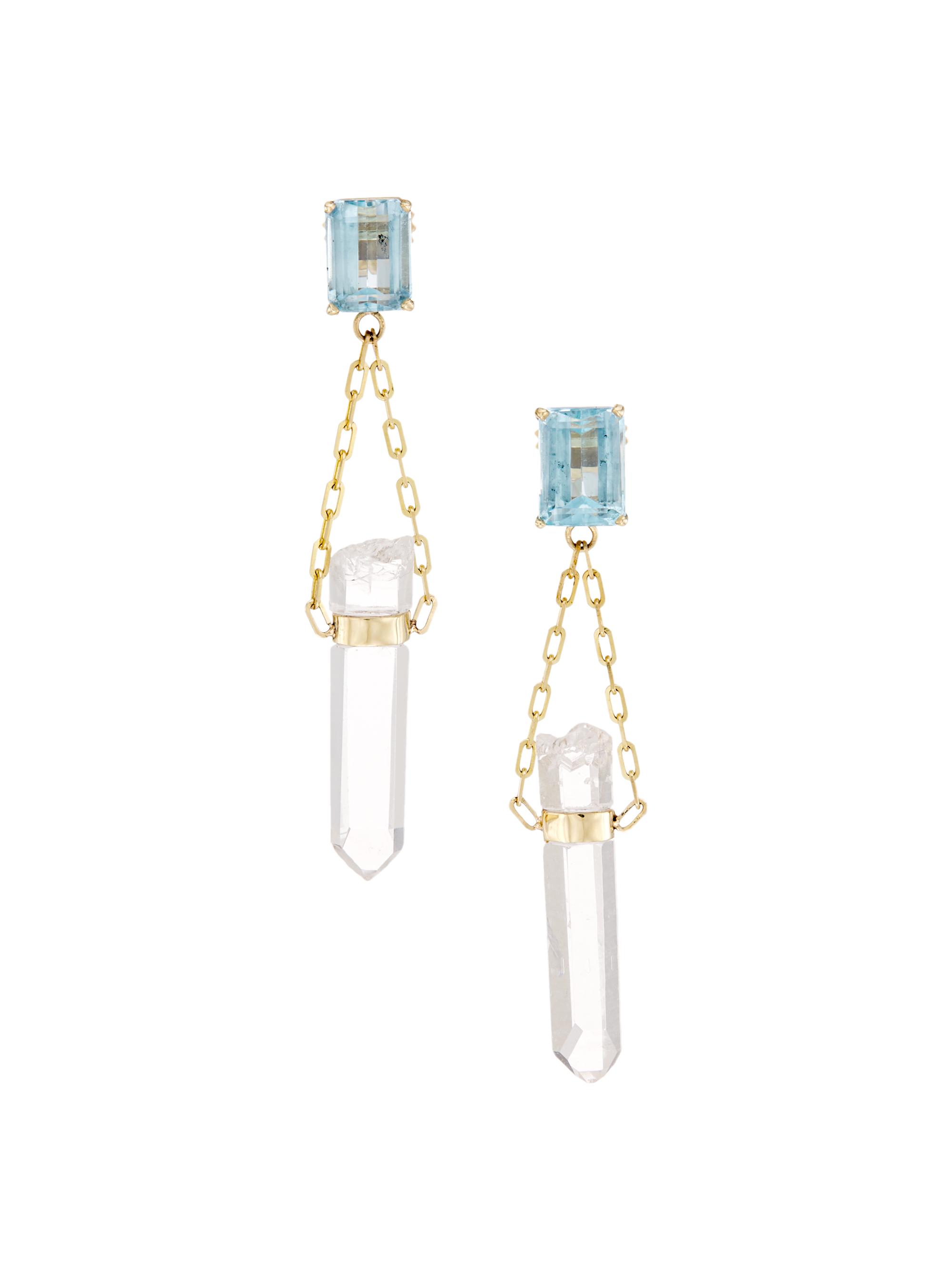 Jia Jia Women's 14K Gold, Blue Topaz & Crystal Drop Earrings - Yellow Gold