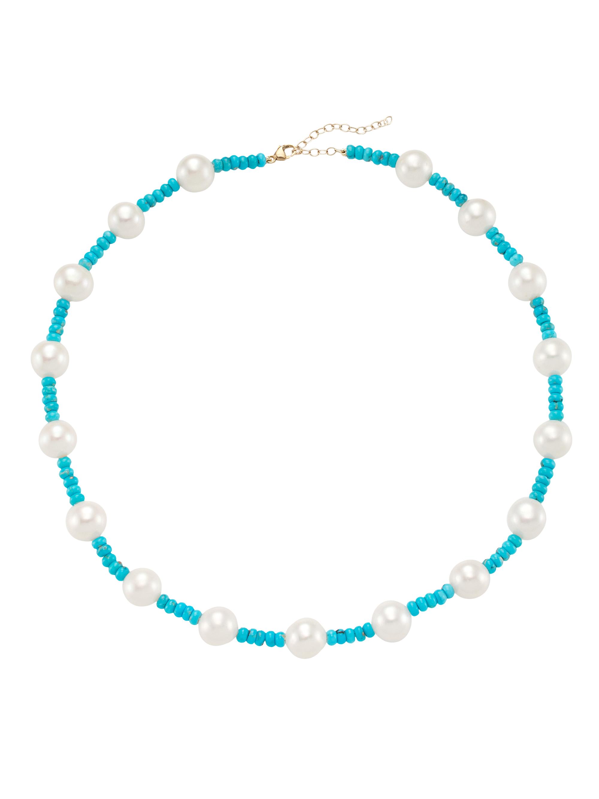 Jia Jia Women's Nevada Turquoise & Freshwater Pearl Candy Necklace - Turquoise