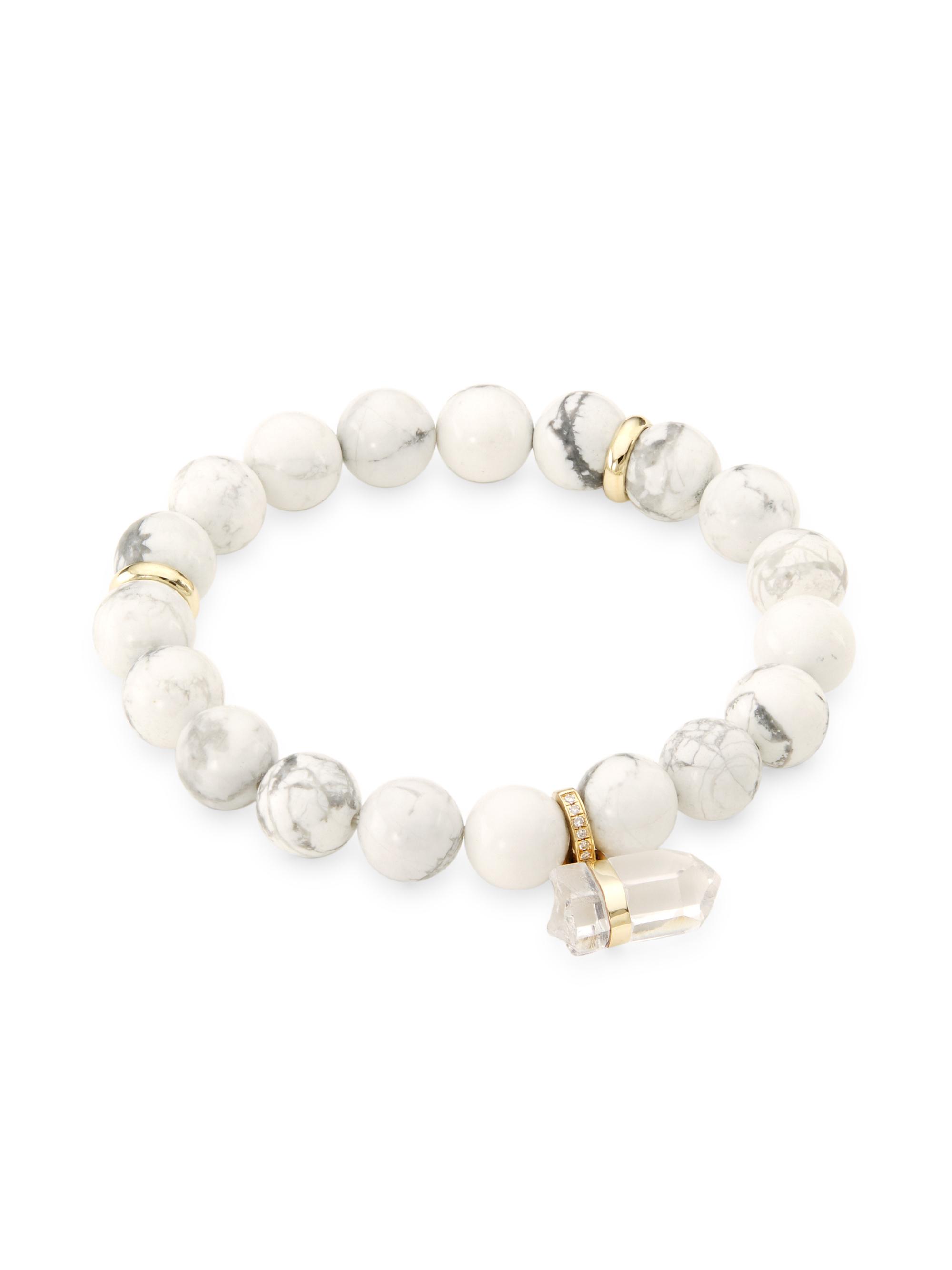 Jia Jia Women's Uluwatu 14K Yellow Gold & Multi-Gemstone Beaded Stretch Bracelet - Marble
