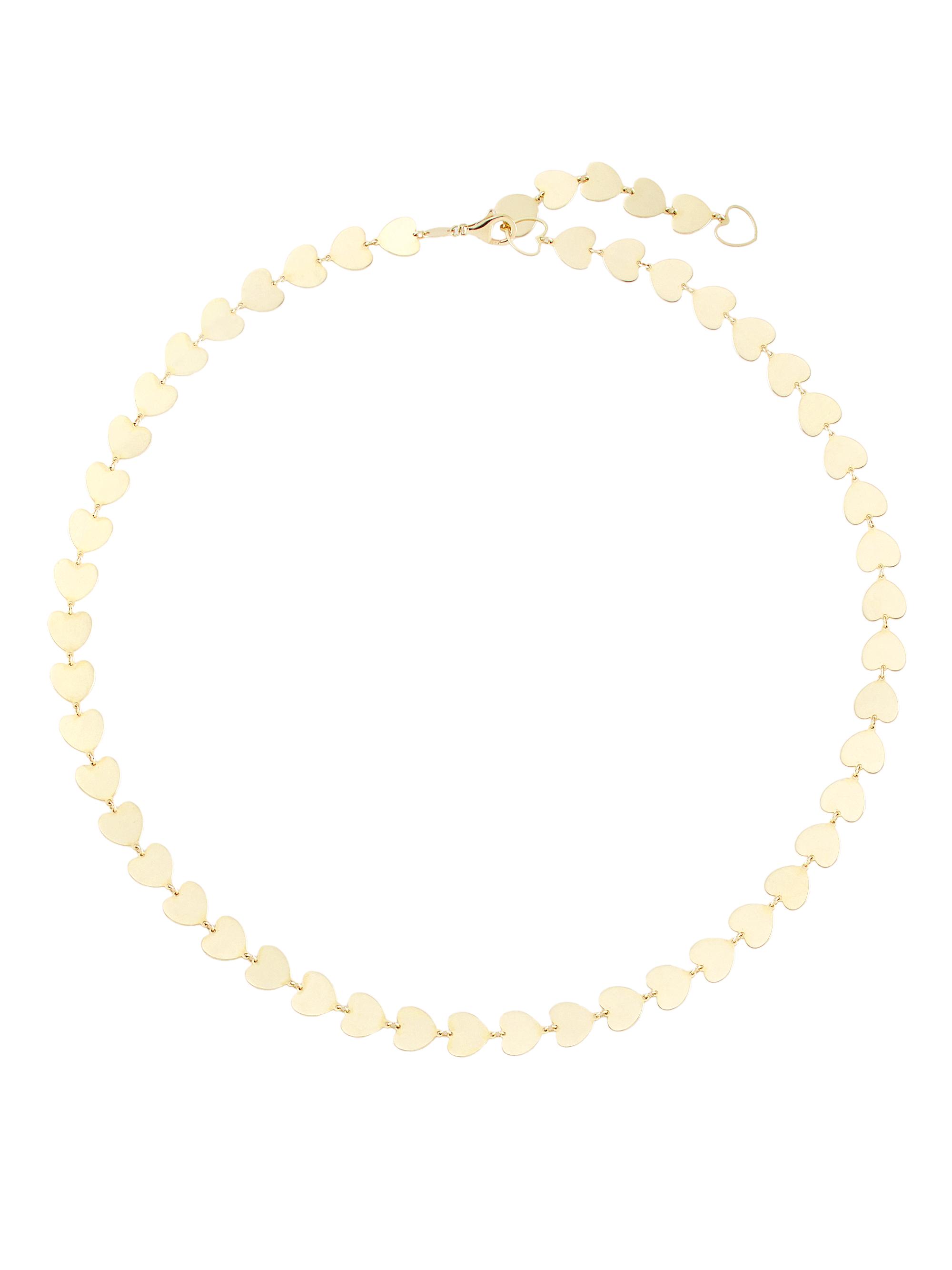 Jia Jia Women's Love 14K Gold Solid Heart Chain Necklace - Yellow Gold