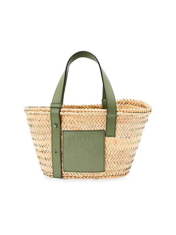 Shop LOEWE Small Leather-Trimmed Woven Basket Bag | Saks Fifth Avenue