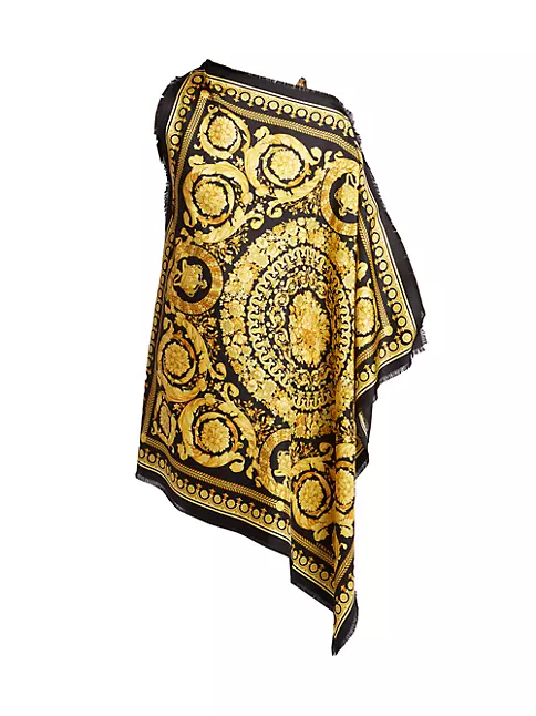 Versace Barocco-print Silk Slip Dress - Yellow