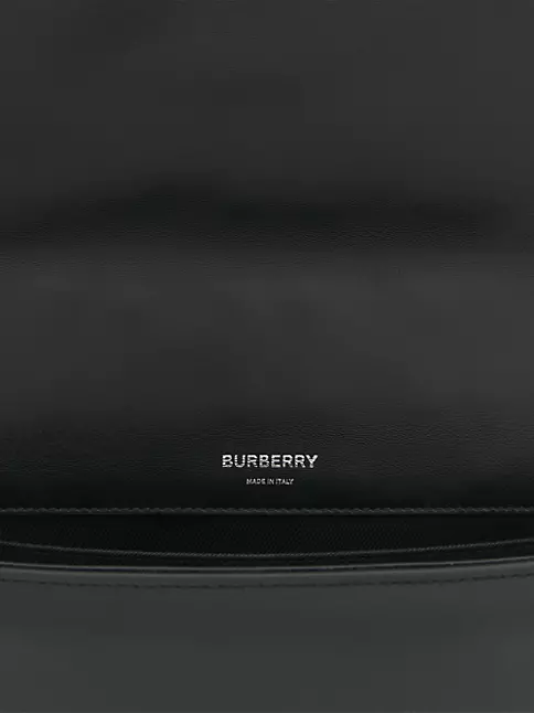 Burberry Small Grace BLACK Stripe Leather Strap Handbag Bag Black Purse  Italy NW: Handbags