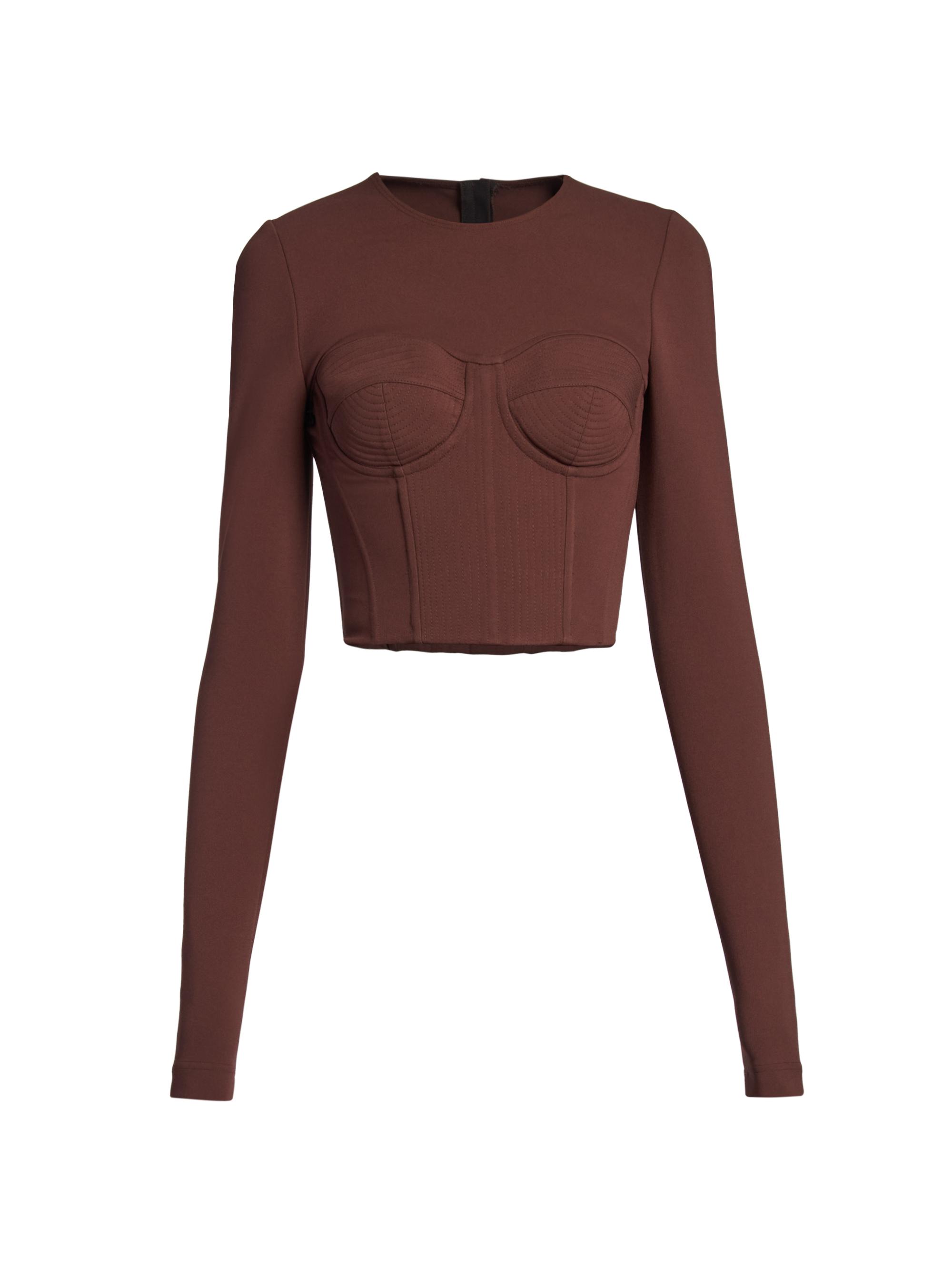 Dolce & Gabbana Women's Long Sleeve Corset Top - Marrone Scuro