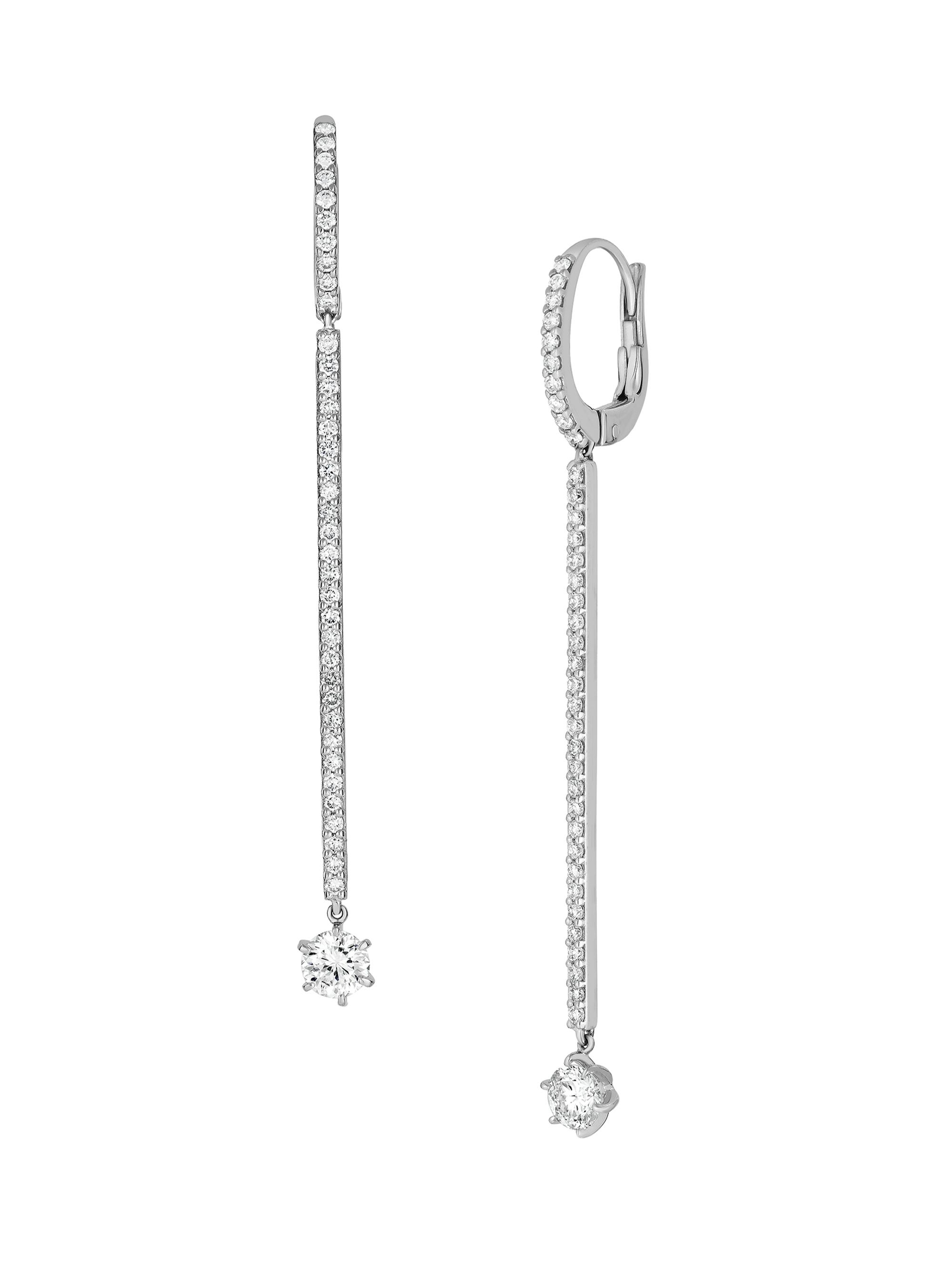 Roberto Coin Women's 18K White Gold & Diamond Long Matchstick Drop Earrings - White Gold