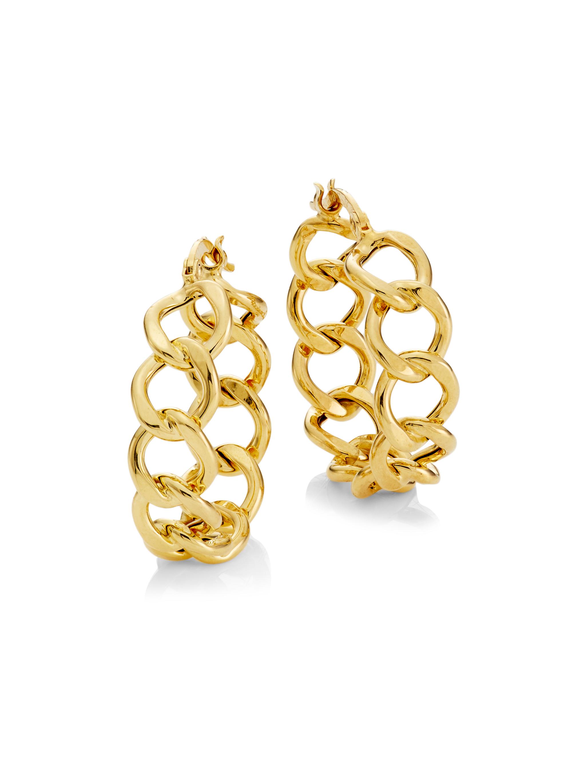 Saks Fifth Avenue Collection Women's 14K Gold Chain Hoop Earrings - Yellow