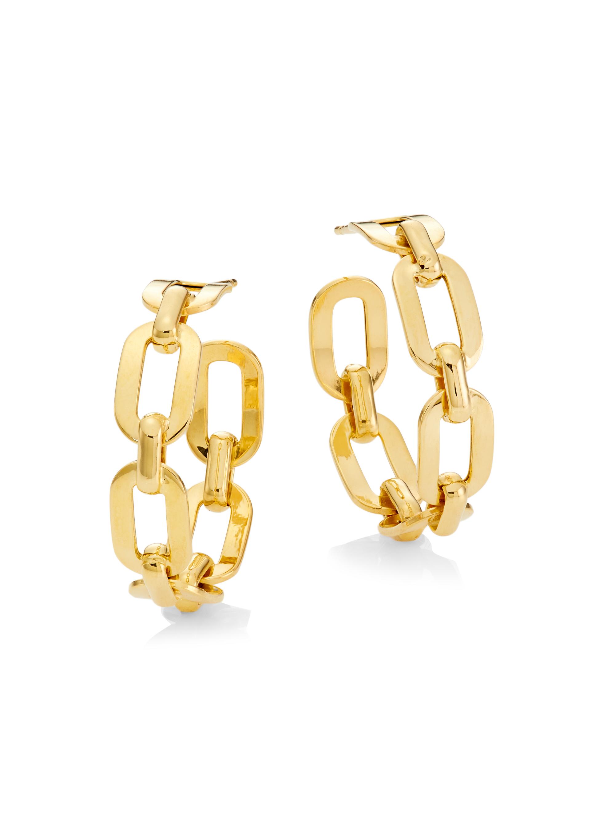 Saks Fifth Avenue Collection Women's 14K Yellow Gold Chain-Link Hoop Earrings - Yellow