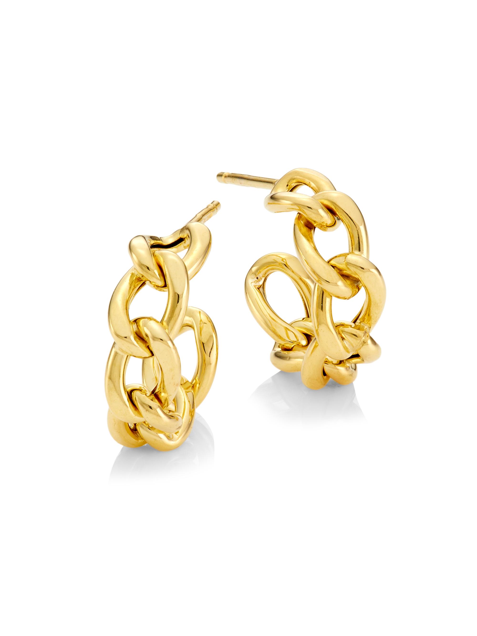 Saks Fifth Avenue Collection Women's 14K Gold Curb Chain Hoop Earrings - Yellow