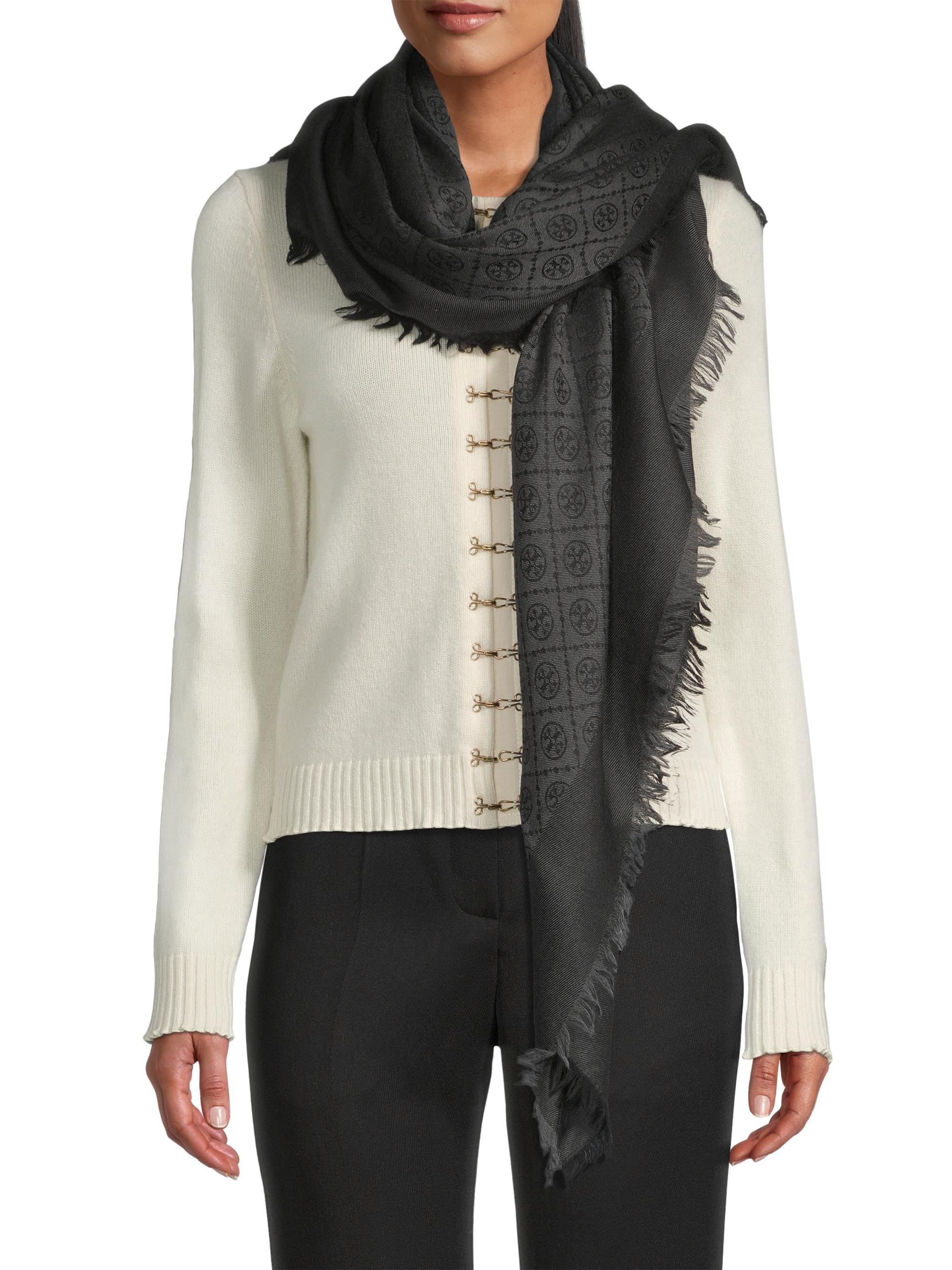 Shop Tory Burch Monogram Jacquard Traveler Scarf | Saks Fifth Avenue