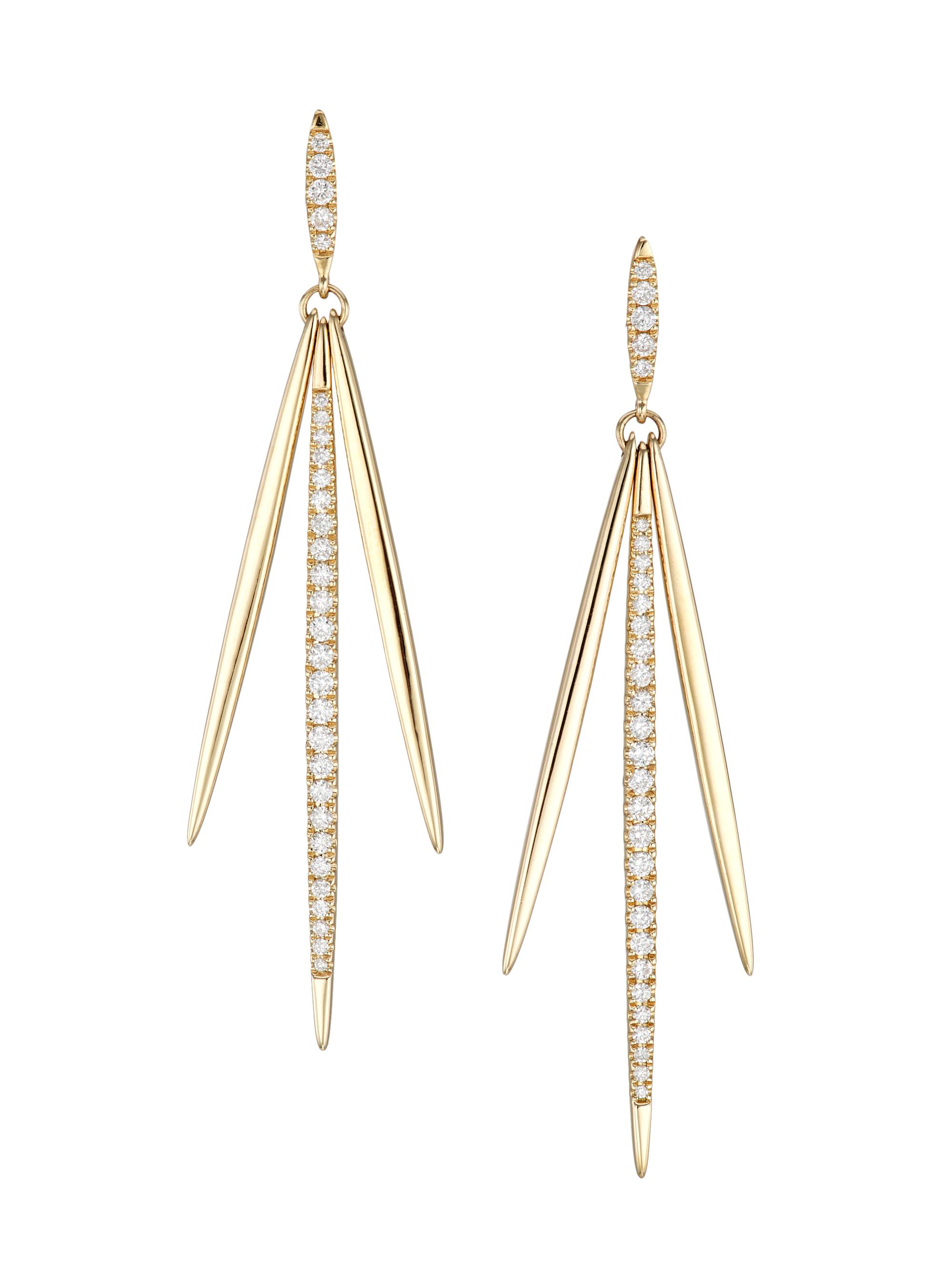Sydney Evan Women's 14K Yellow Gold & Diamond Needle Drop Earrings