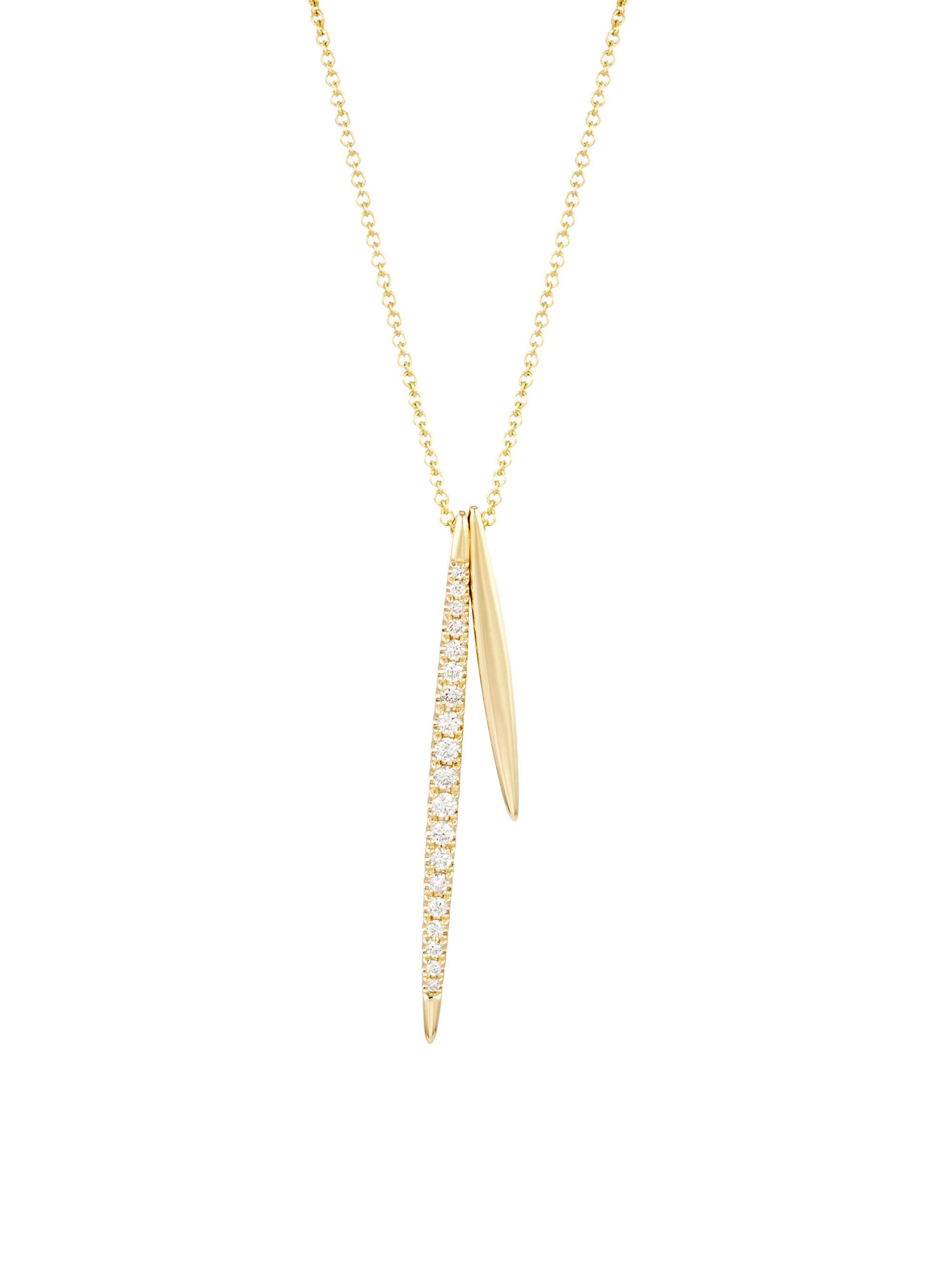 Sydney Evan Women's 14K Yellow Gold & Diamond Double-Needle Pendant Necklace