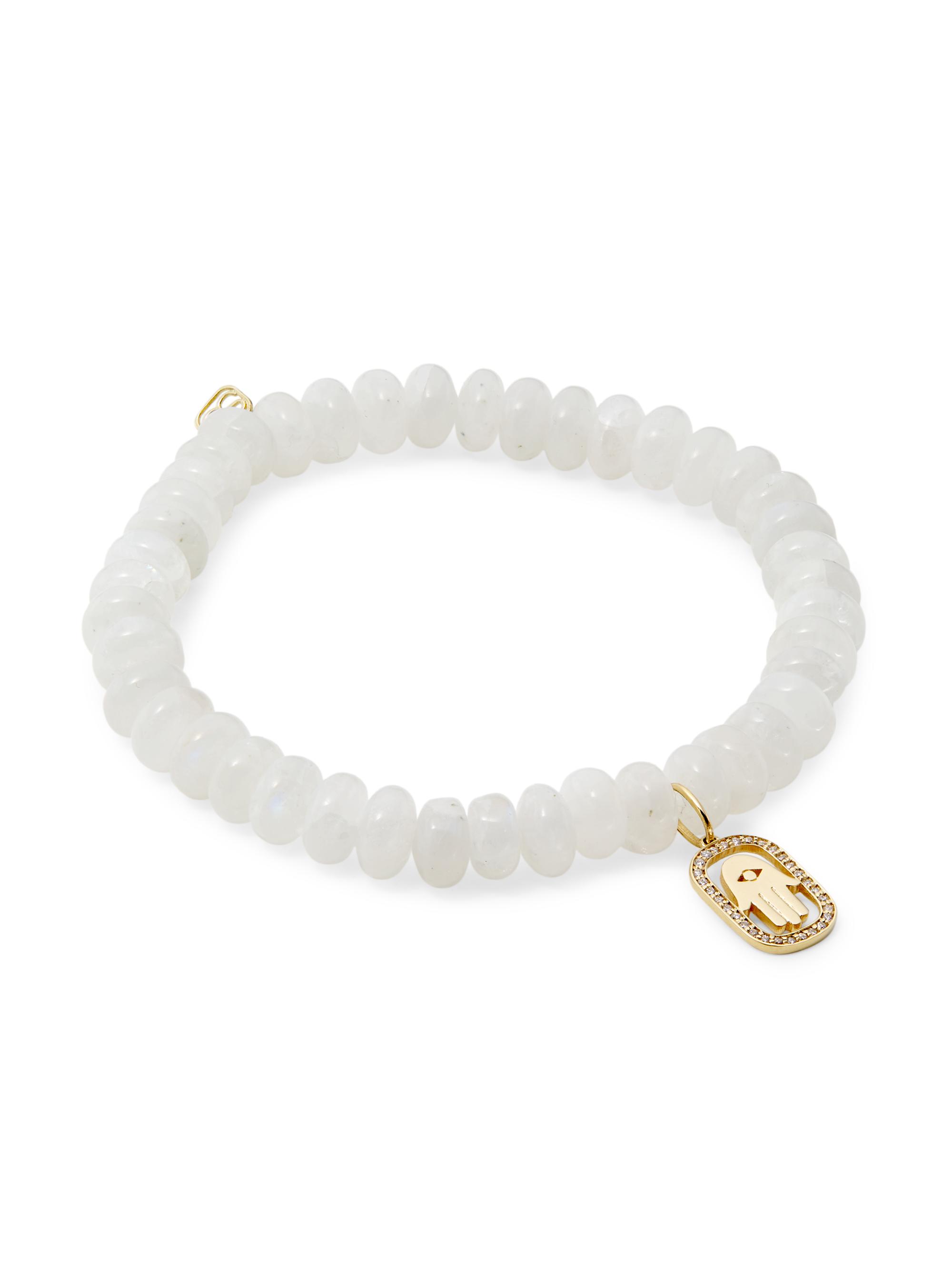 Sydney Evan Women's 14K Yellow Gold, Rainbow Moonstone, & Diamond Hamsa-Charm Bracelet