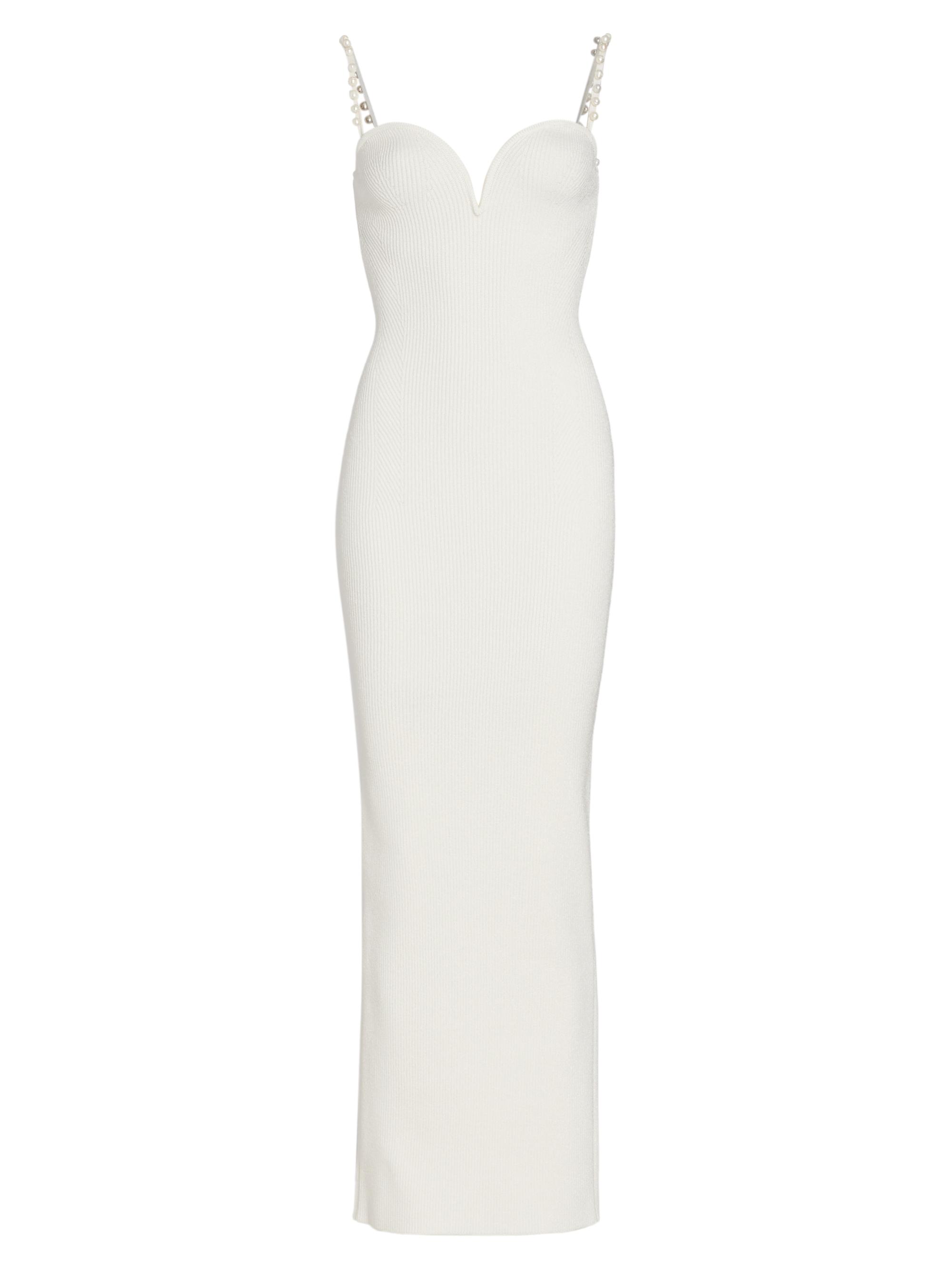 Galvan London Thalia Pearl-Embellished Ribbed Dress | Saks Fifth Avenue