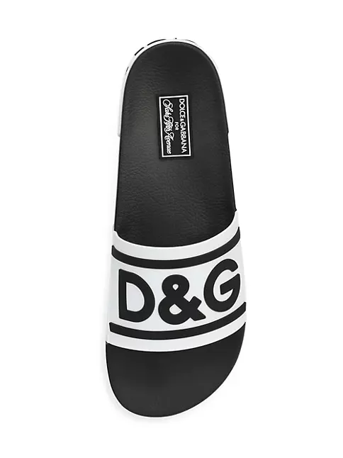 Dolce & Gabbana Black Rubber D&G Logo Shoes Slides Women's Sandals