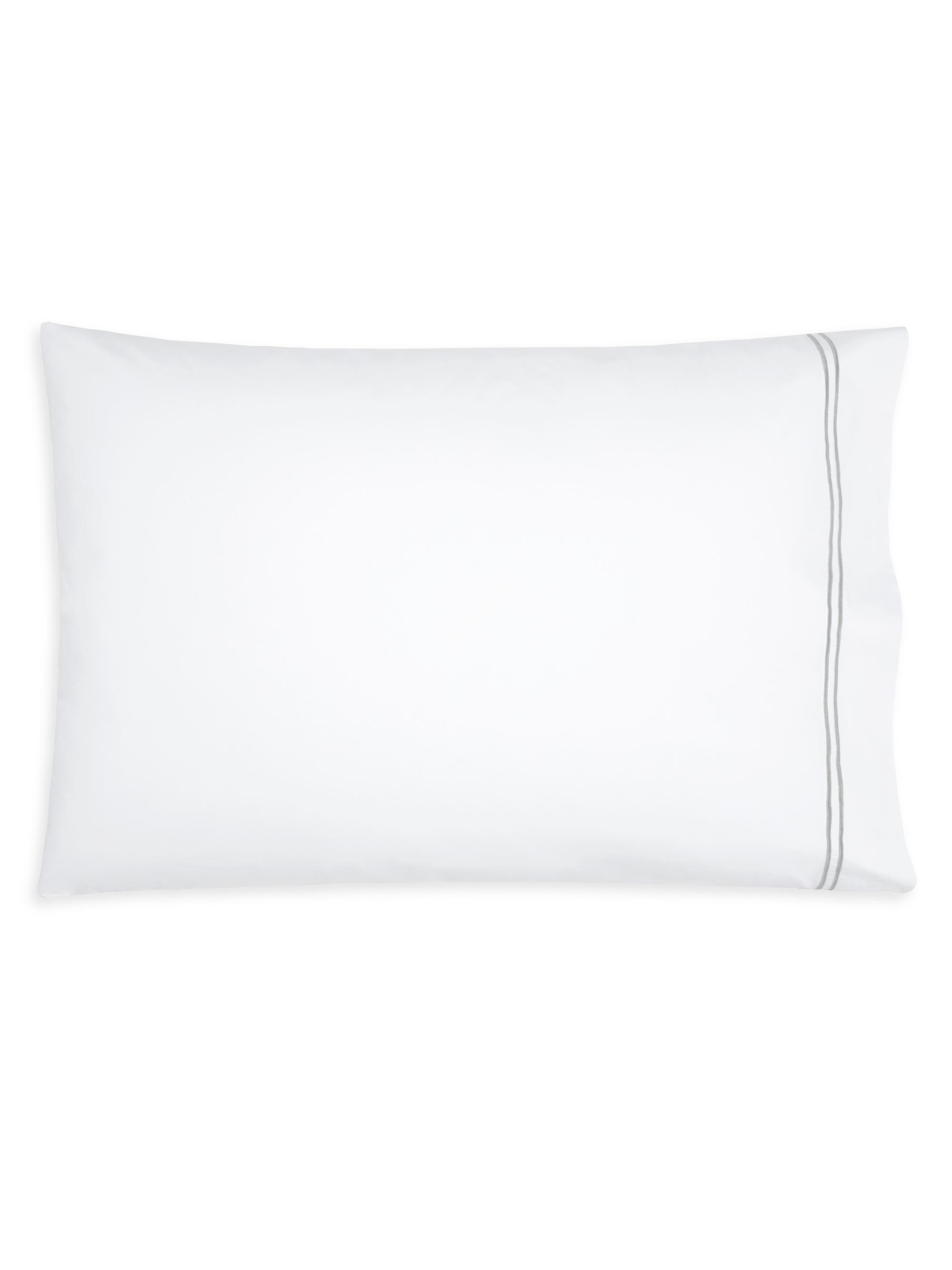 Sferra Grande Hotel Standard 2-PIece Pillowcase Set - White Silver Standard