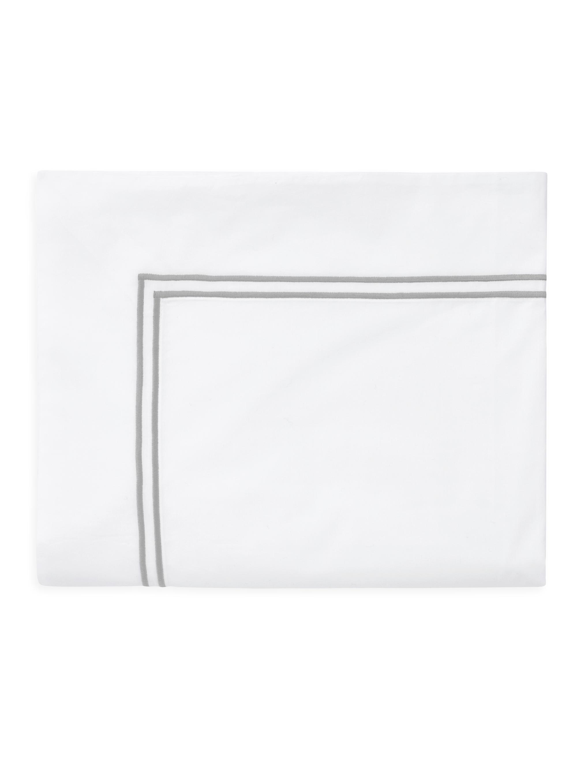 Sferra Grande Hotel Full/Queen Flat Sheet - White Silver Full