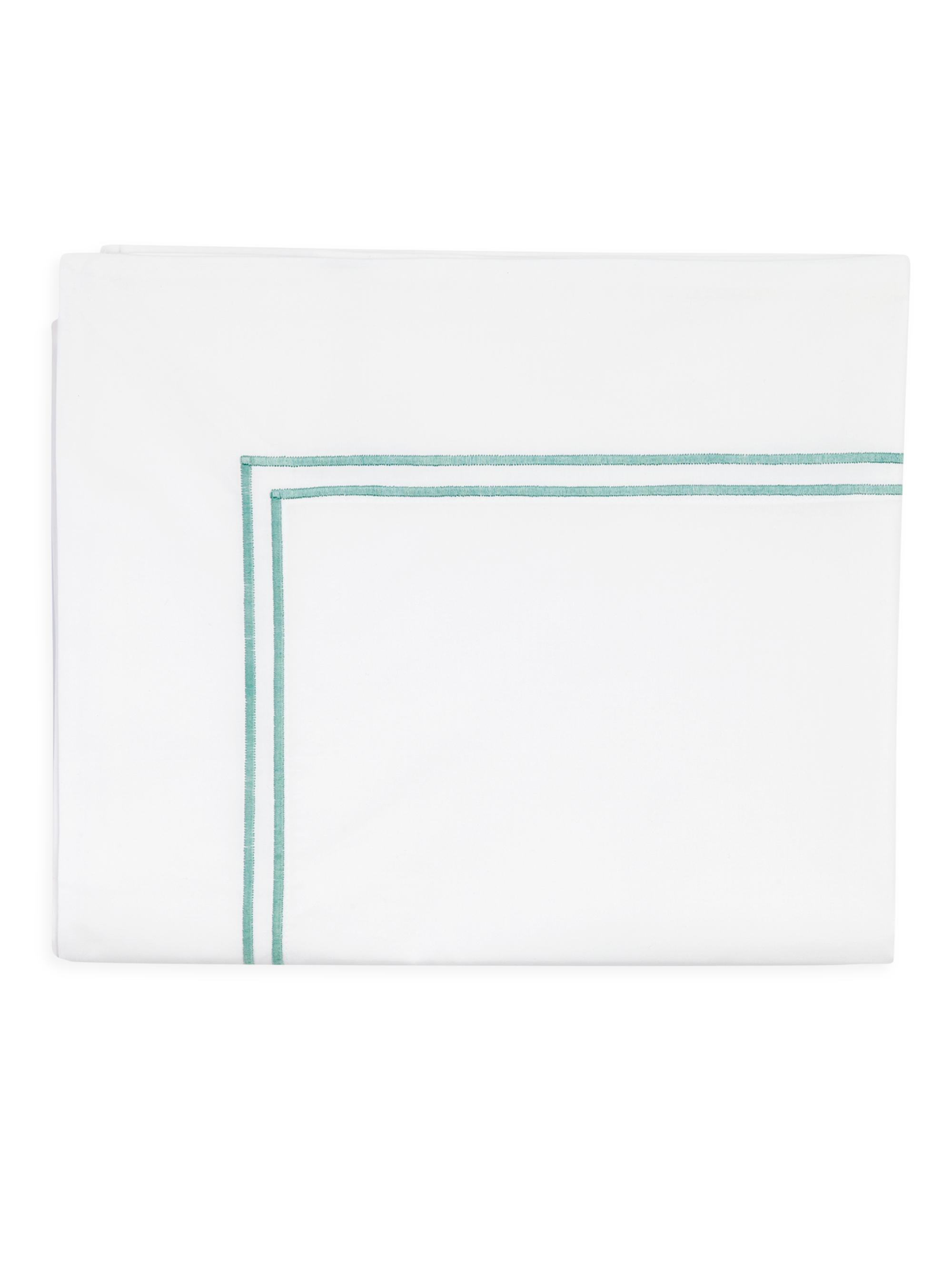 Sferra Grande Hotel King Flat Sheet - White Aqua King