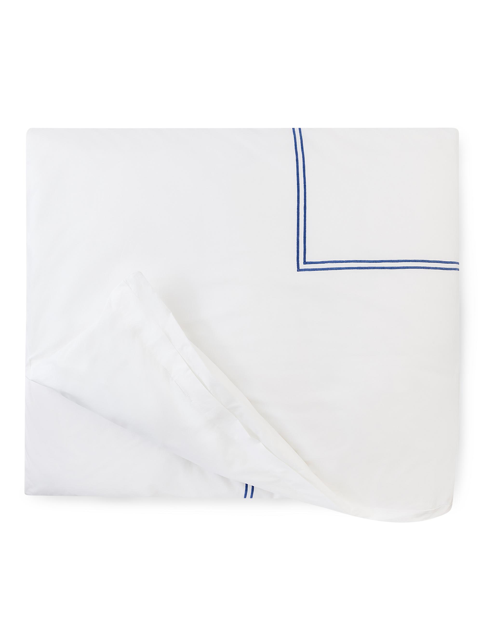 Sferra Grande Hotel Twin Duvet Cover - White Aqua Twin