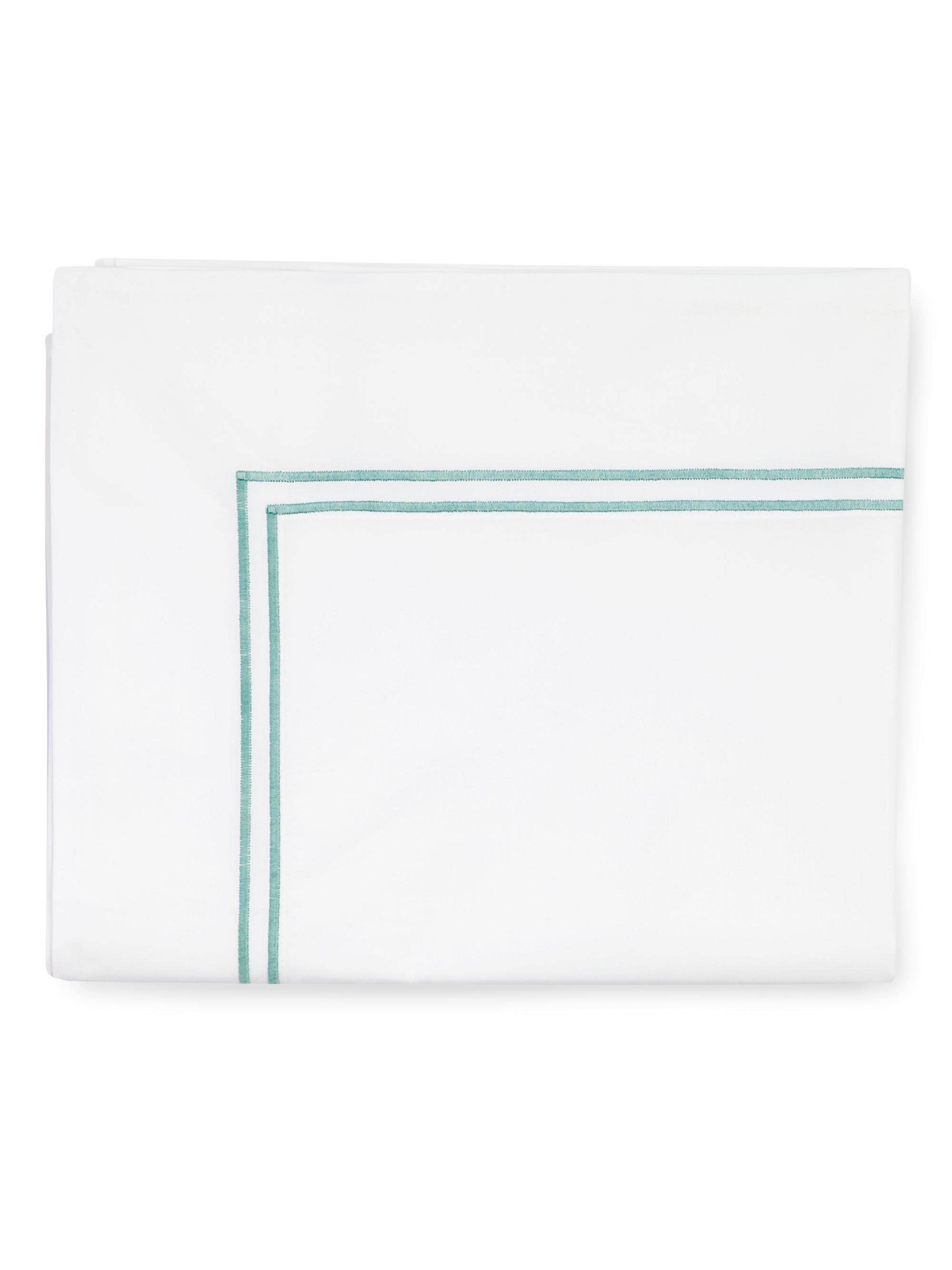 Sferra Grande Hotel Full/Queen Flat Sheet - White Aqua Full