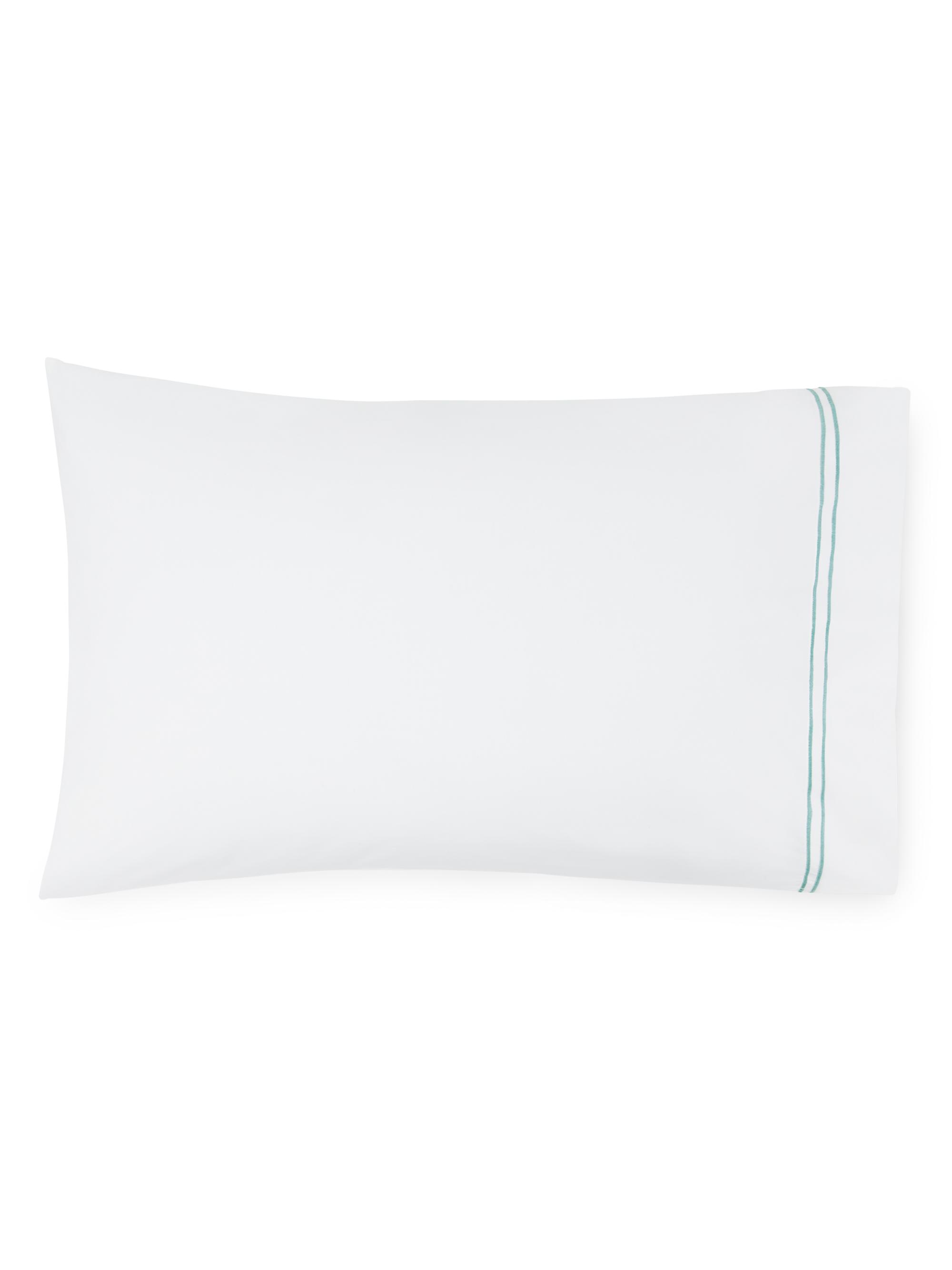 Sferra Grande Hotel Standard 2-Piece Pillowcase Set - White Aqua Standard
