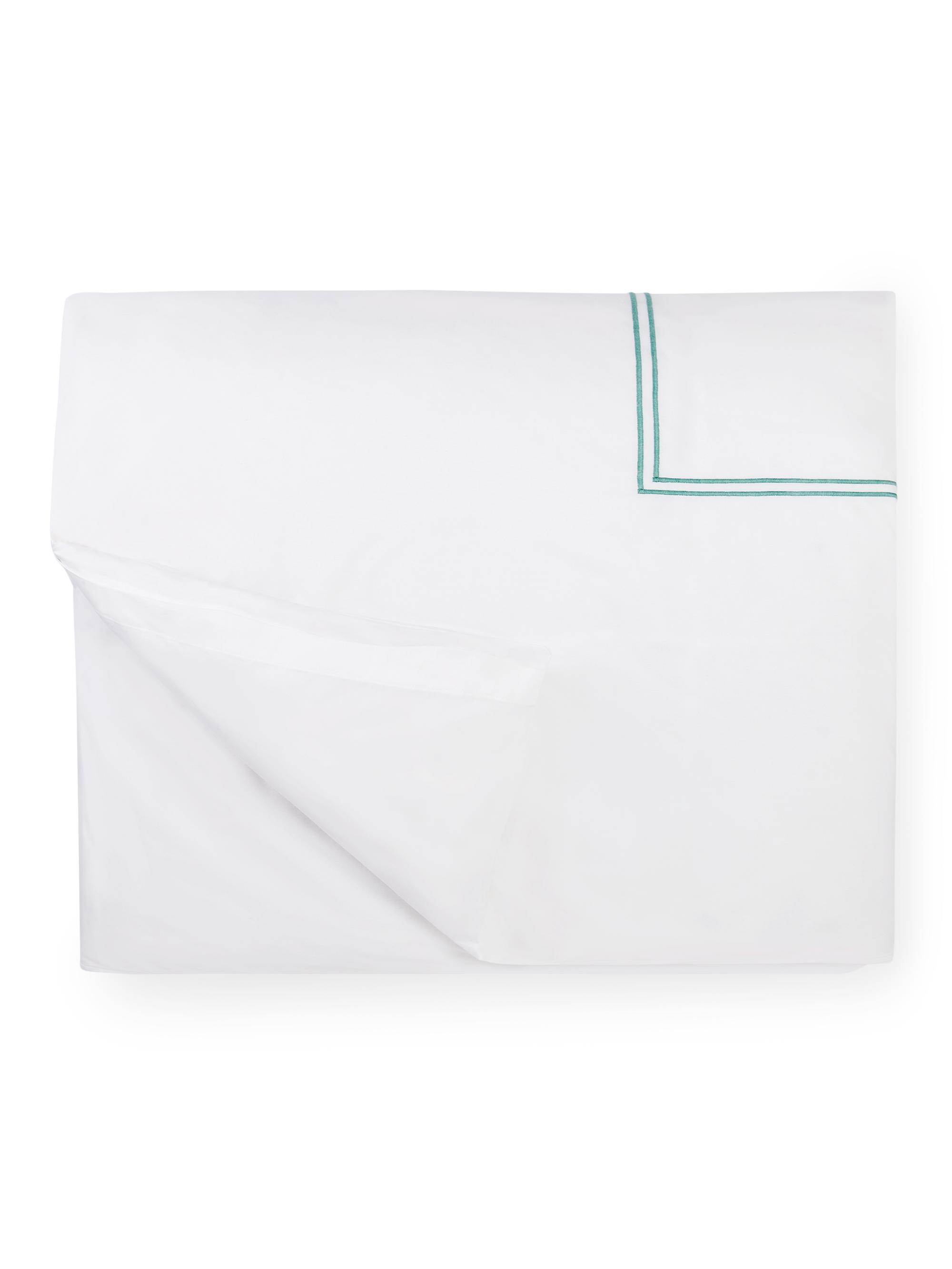 Sferra Grande Hotel Full/Queen Duvet Cover - White Aqua Full