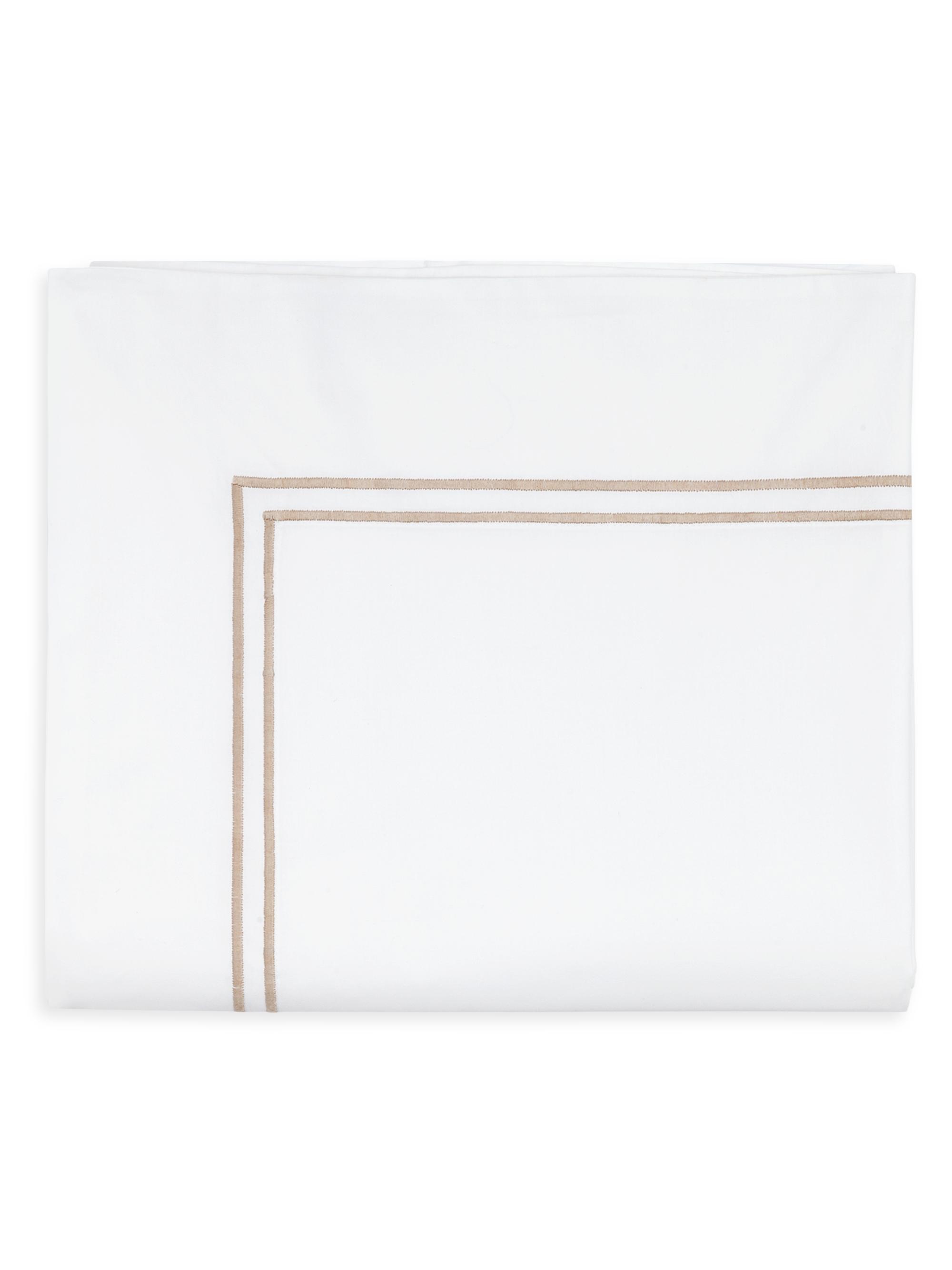 Sferra Grande Hotel Twin Flat Sheet - White Taupe Twin