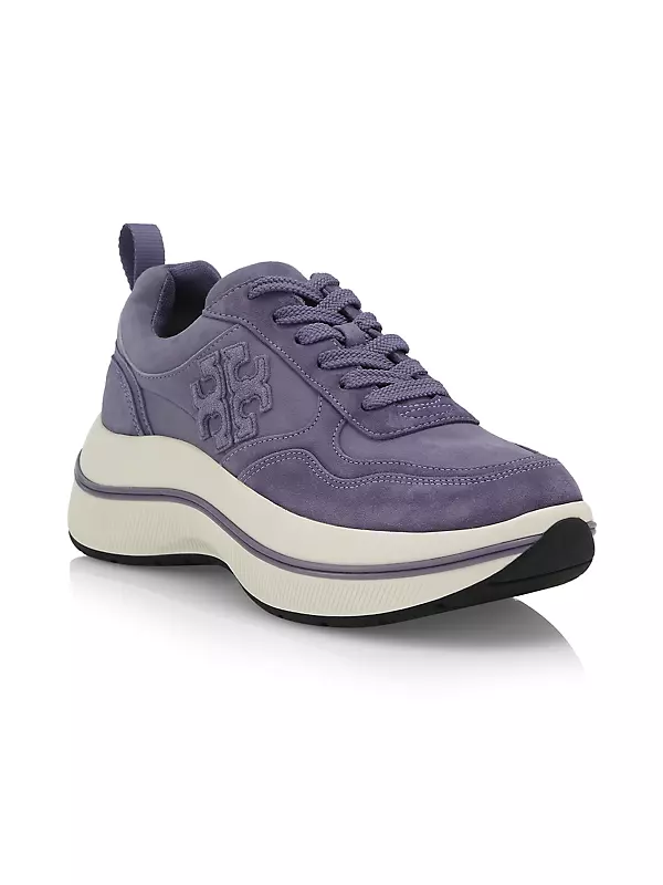 Purple suede winter slip on double rocker bottom shoe boot