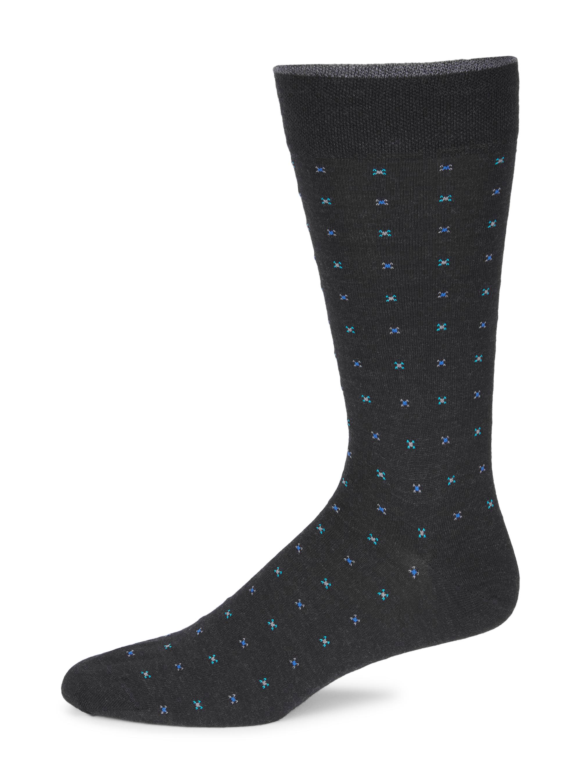 Marcoliani Men's Geometric Stretch Wool Socks - Charcoal