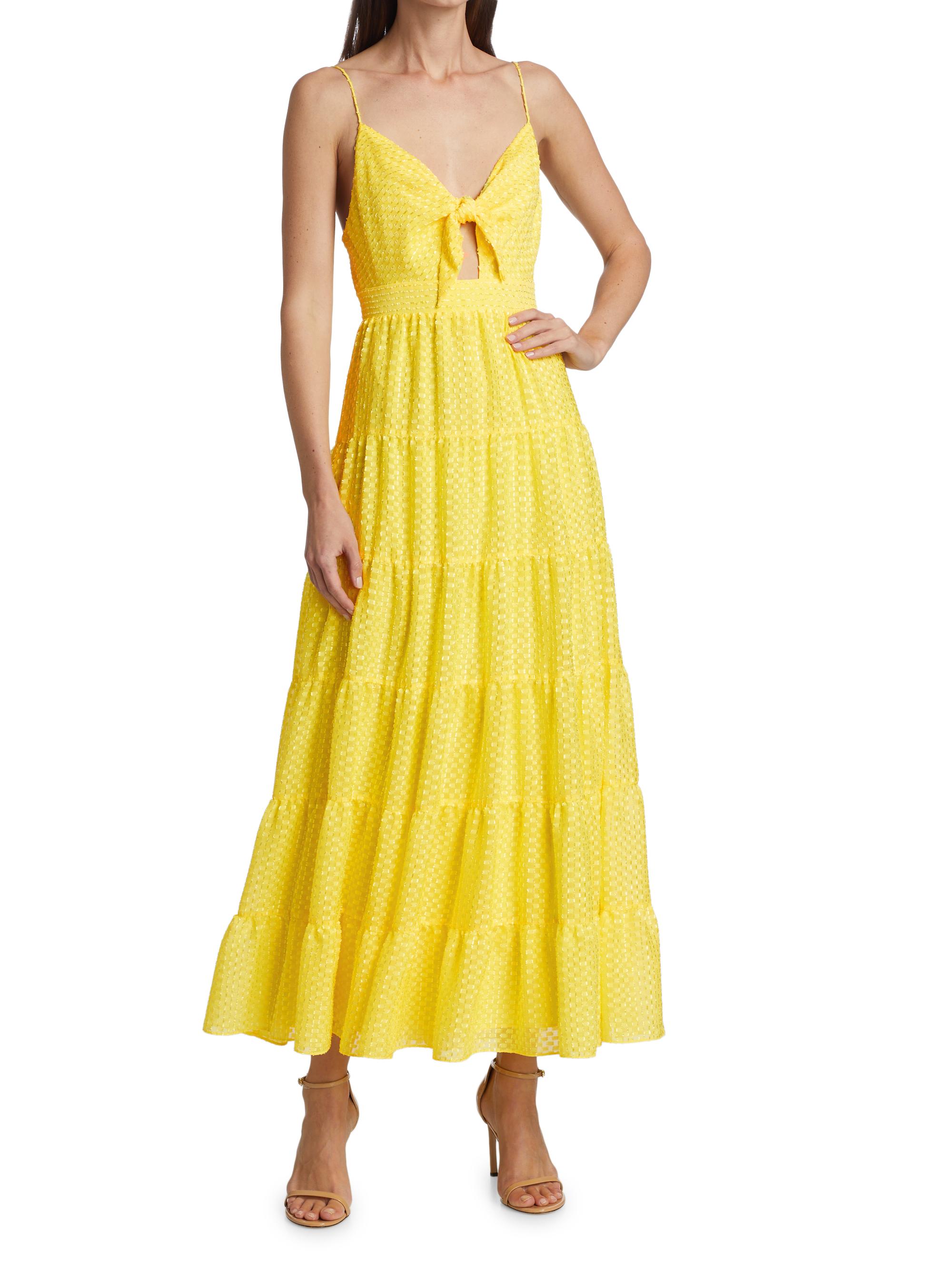 chinese dress ladies alice + olivia Women's Minka Tie Front Maxi Dress with Tassels, Serenade  Dark Cherry, 2 at Amazon Women's Clothing store main image 1