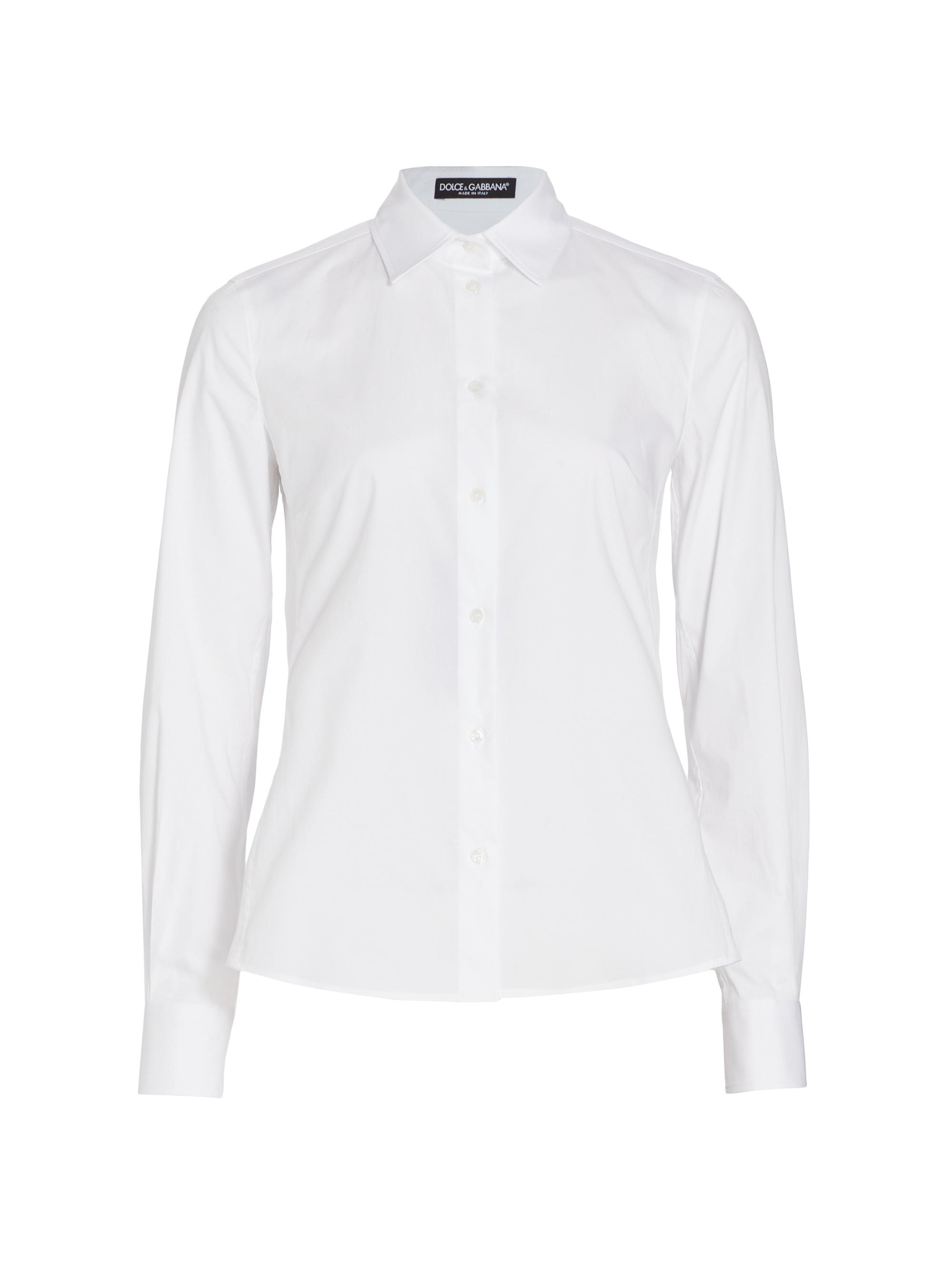Dolce & Gabbana Women's Stretch-Poplin Button-Down Shirt - Optical White