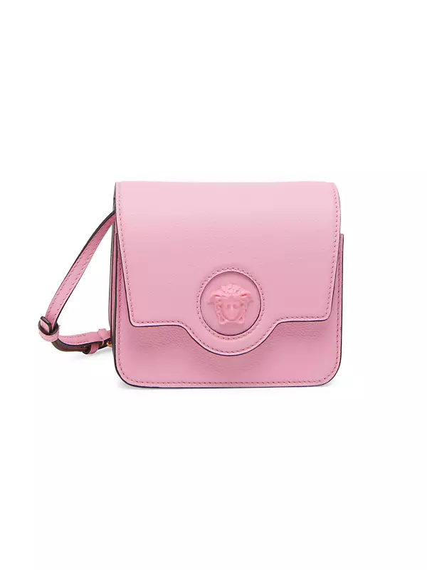 Versace La Medusa Pink Grained Calfskin Leather Shoulder Bag