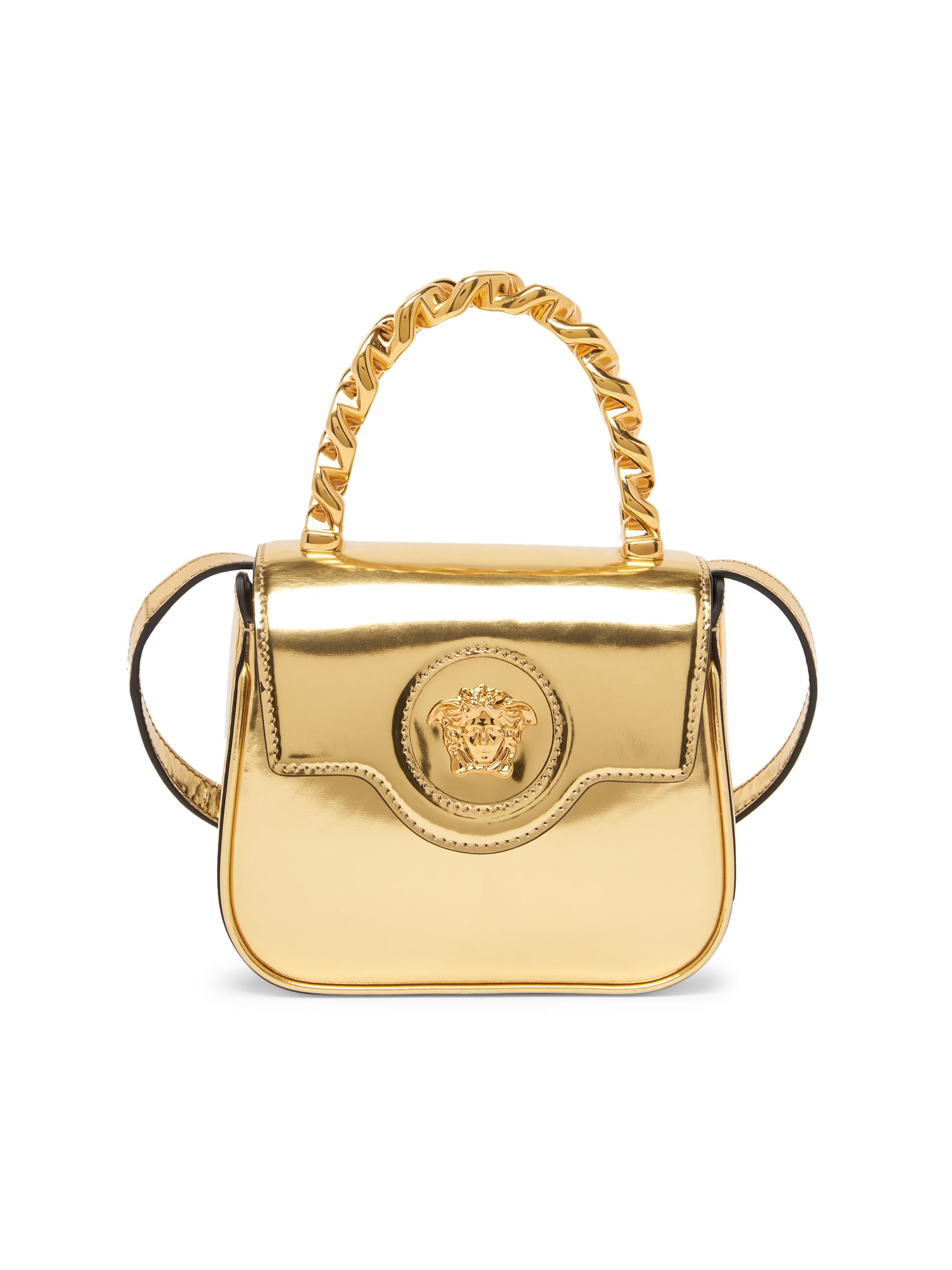 Versace Women's Mini La Medusa Metallic Leather Top Handle Bag - Gold