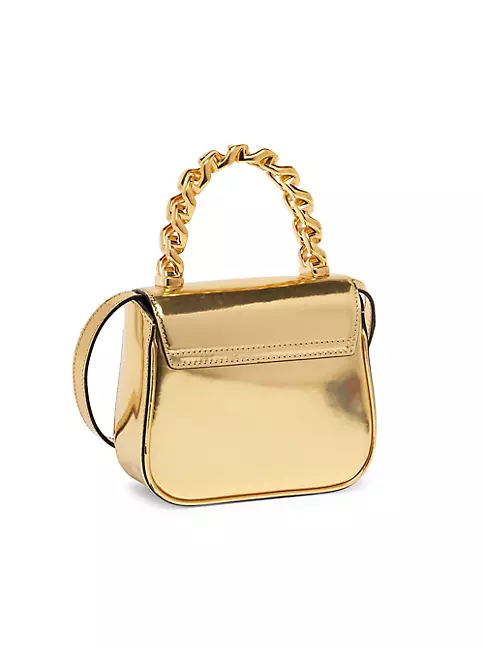 La Medusa Mini Metallic Leather Tote Bag in Gold - Versace