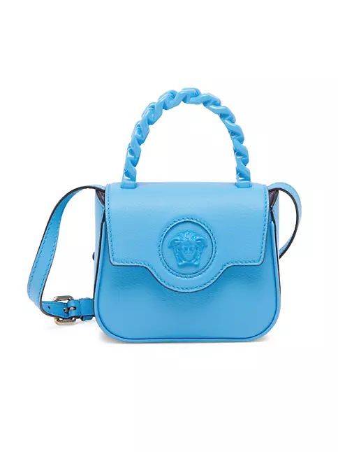 Blue Leather Mini top handle bag