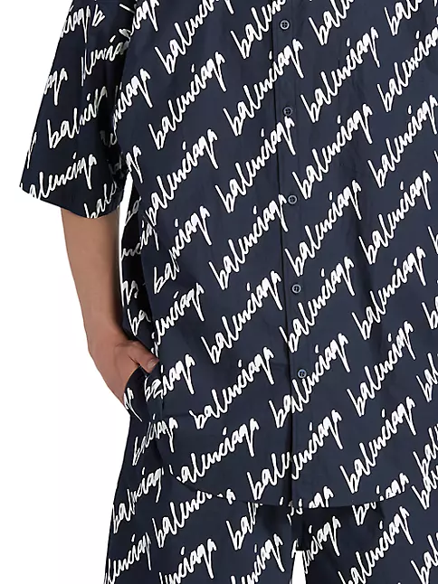 areal navn Stationær Shop Balenciaga Large-Fit Short-Sleeve New Scribble Logo Shirt | Saks Fifth  Avenue