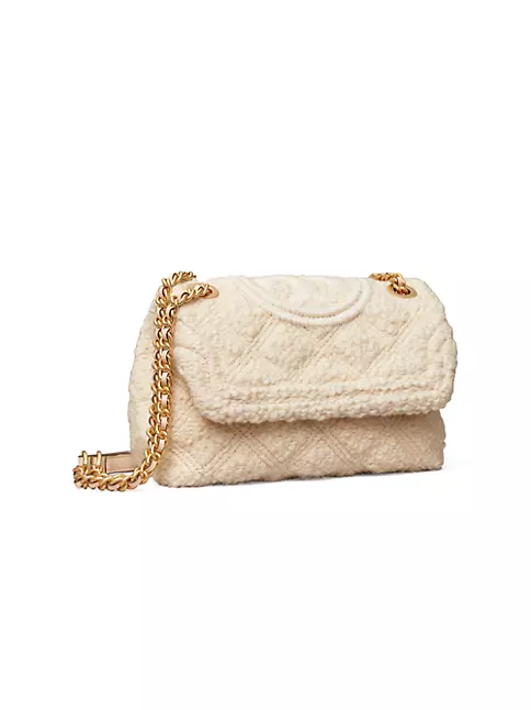 NEW Tory Burch New Cream Soft Fleming BOUCLE Small Convertible Shoulder Bag  $598