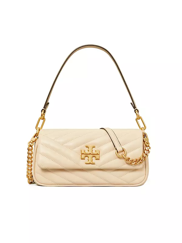 AUTH NWT Tory Burch Kira Chevron Quilted Small Leather Shoulder Bag-Devon  Sand
