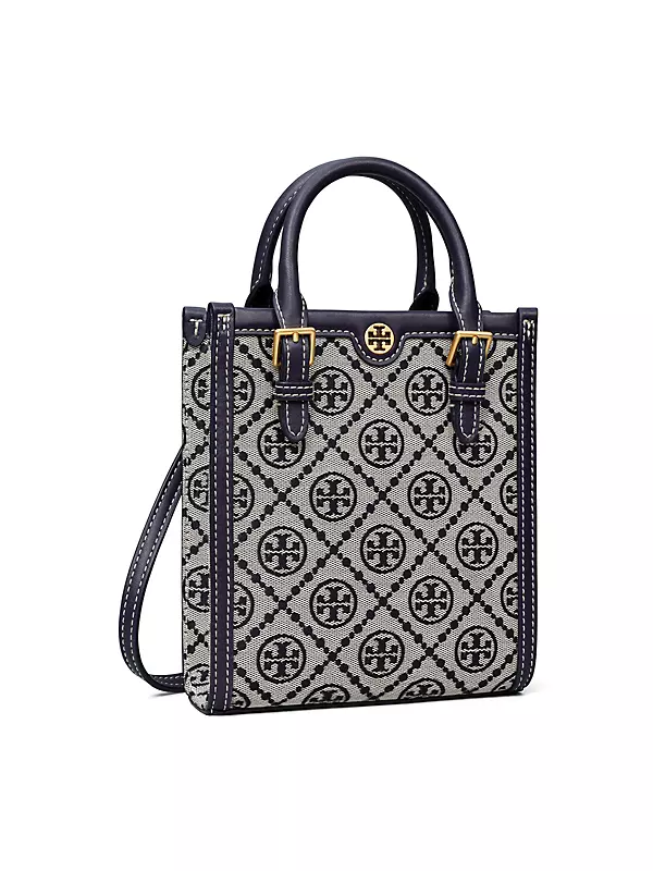 Tory Burch T Monogram Jacquard & Leather Gloves Tory Navy