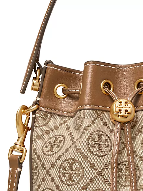 Authentic With Receipt Tory Burch T Monogram CHENILLE MINI BUCKET BAG NWT