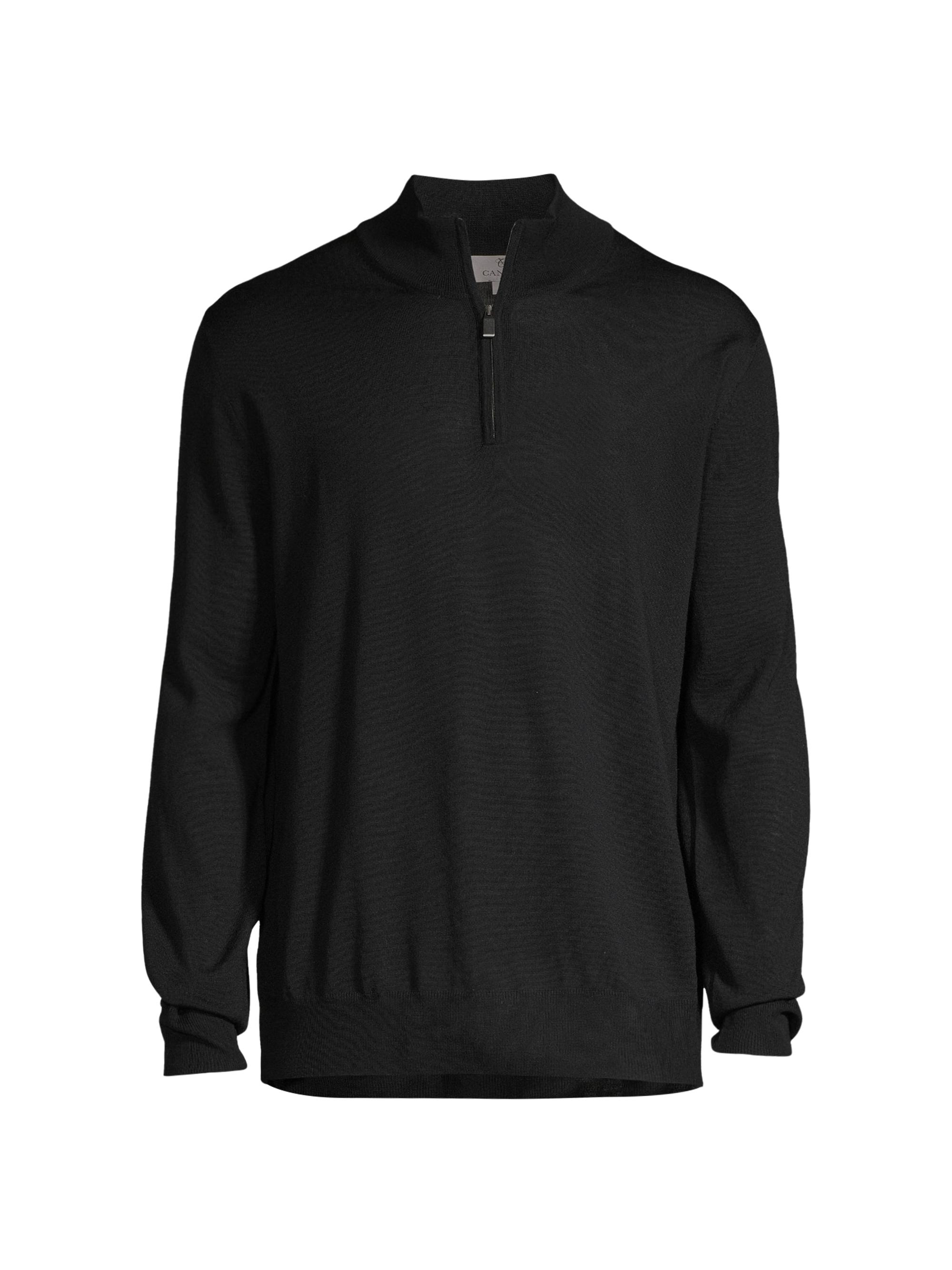 Canali Men's Quarter-Zip Wool Sweater - Black