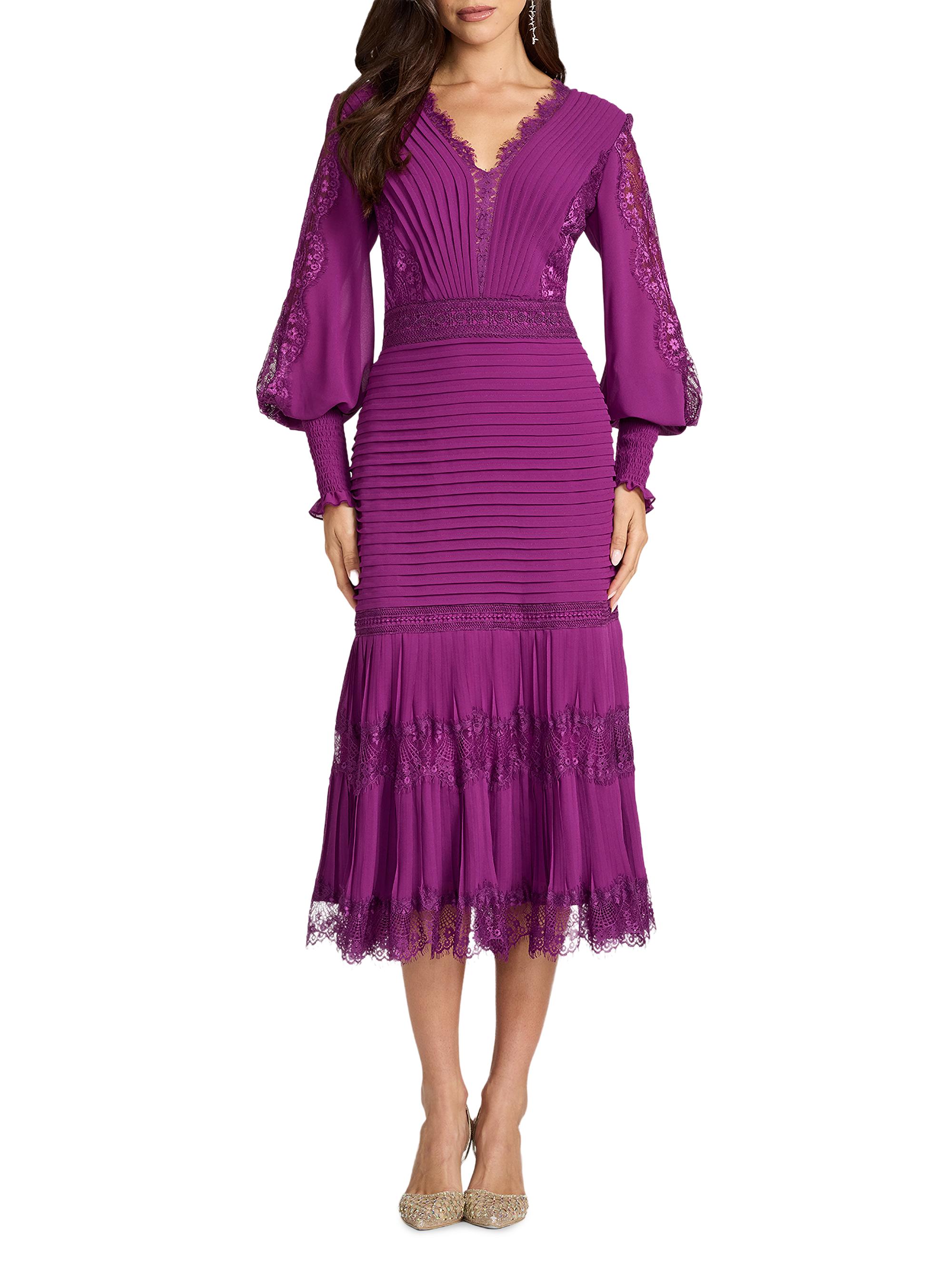 Tadashi Shoji Women's Lace Balloon-Sleeve Midi-Dress - Begonia | Thumbnail 2