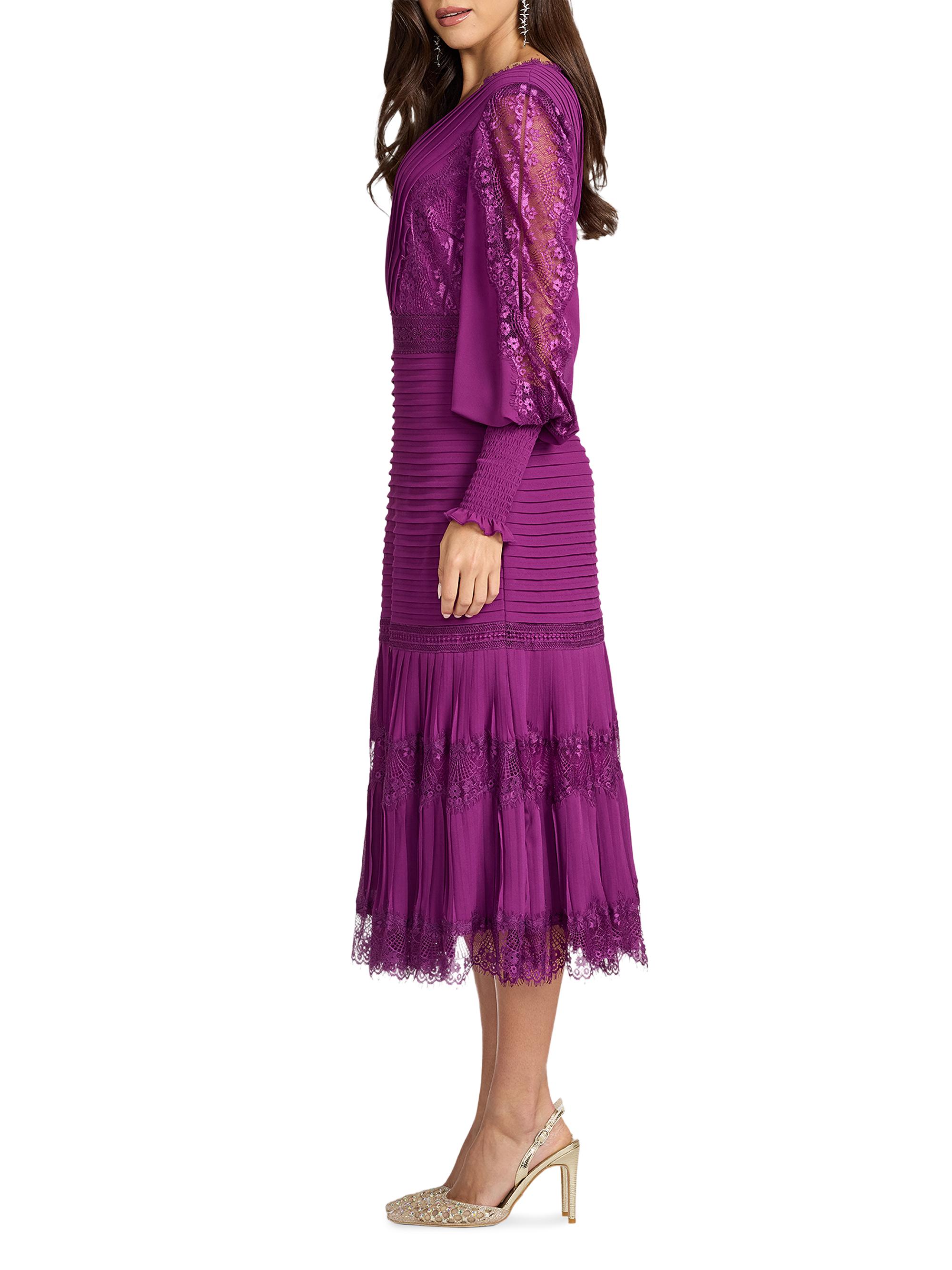 Tadashi Shoji Women's Lace Balloon-Sleeve Midi-Dress - Begonia | Thumbnail 3