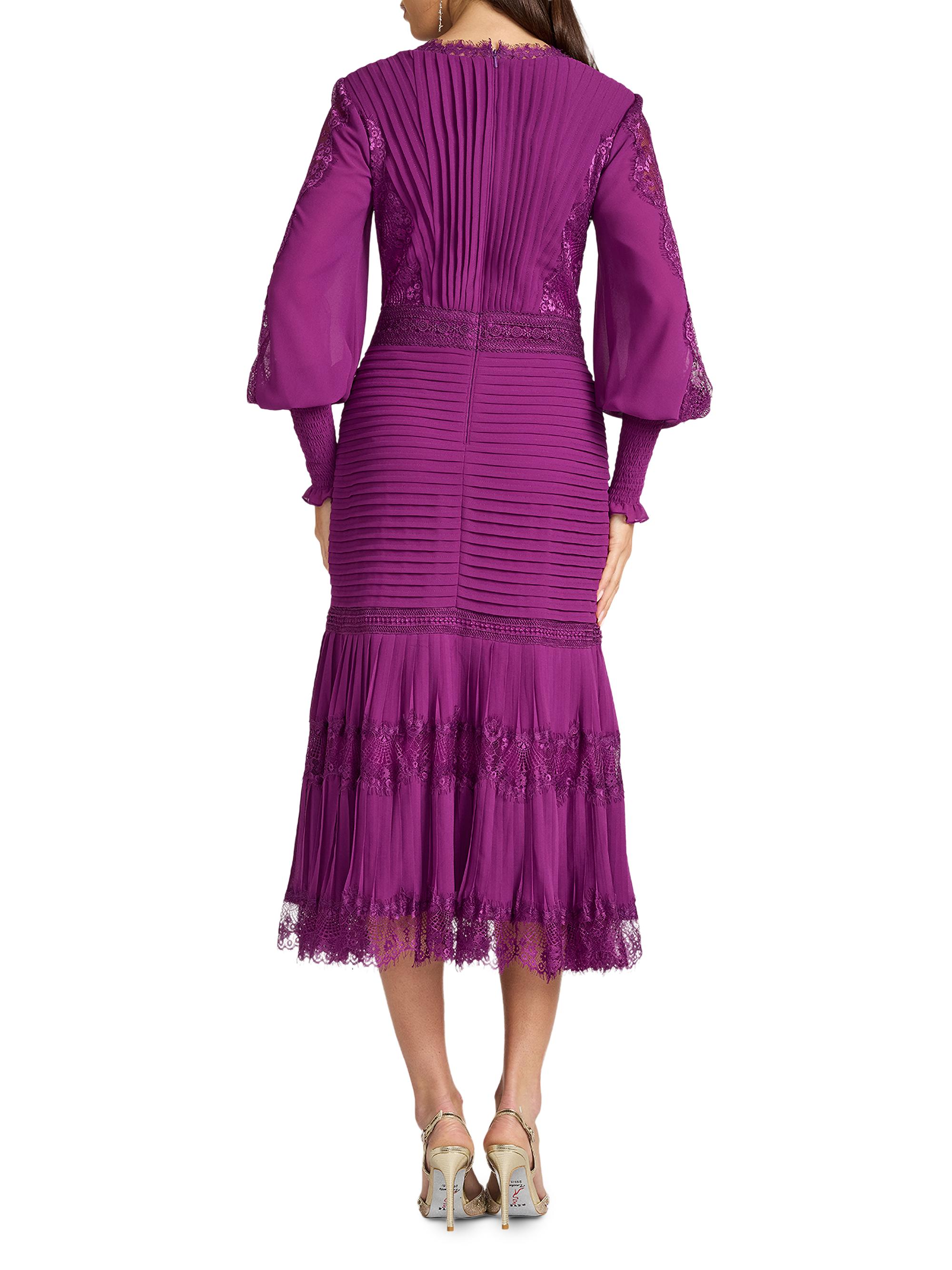 Tadashi Shoji Women's Lace Balloon-Sleeve Midi-Dress - Begonia | Thumbnail 4