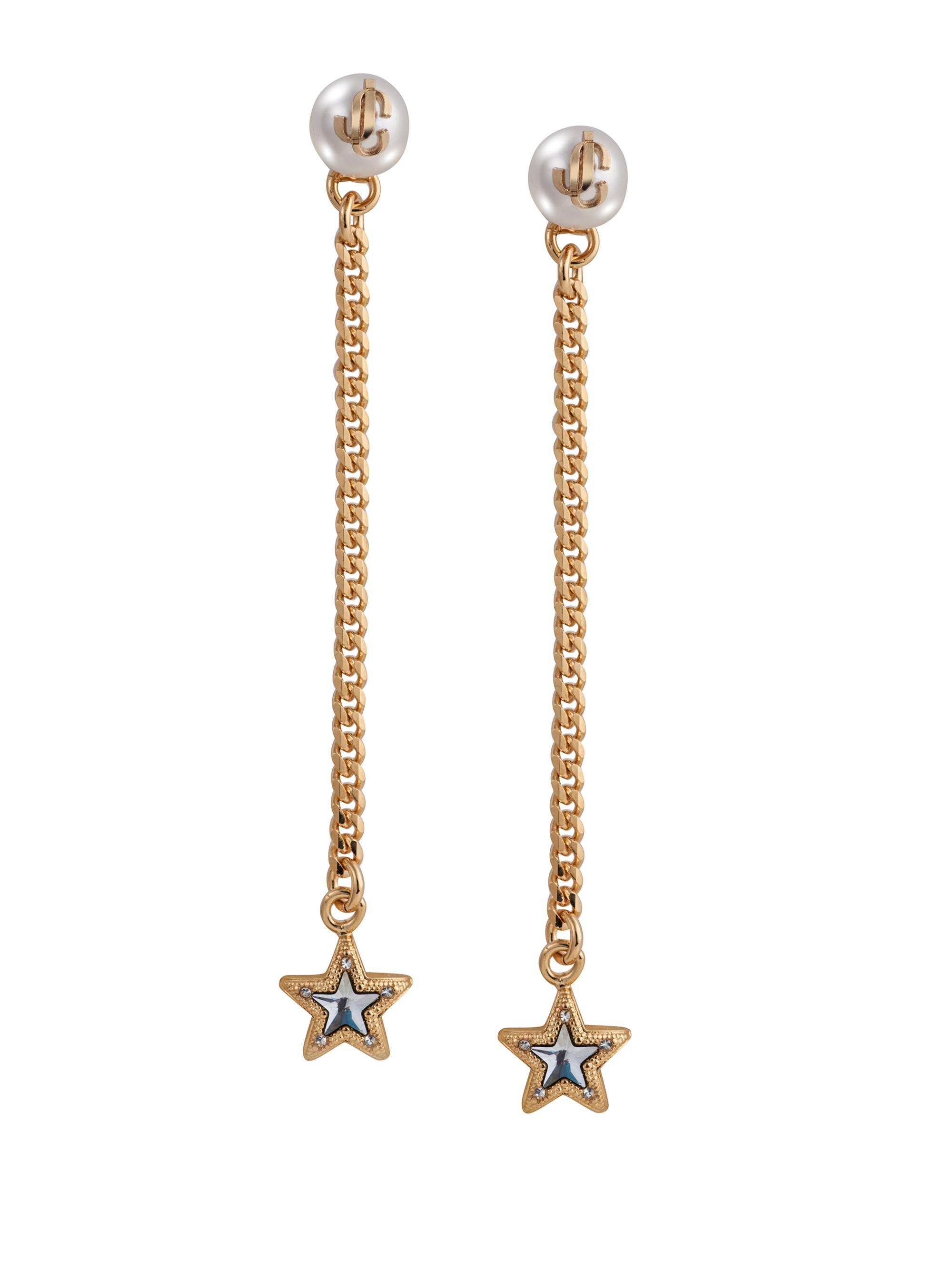 Jimmy Choo Women's Goldtone, Resin Pearl, & Crystal Chain Drop Earrings